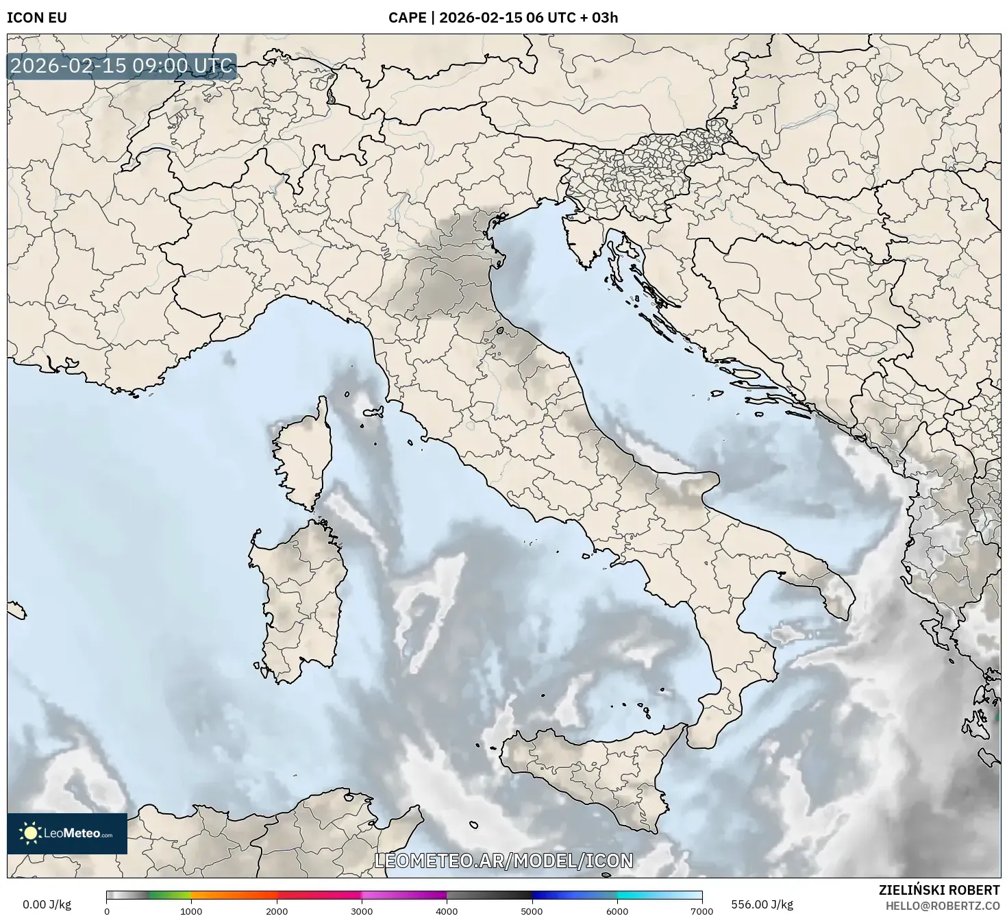 ICON model - Italia, CAPE