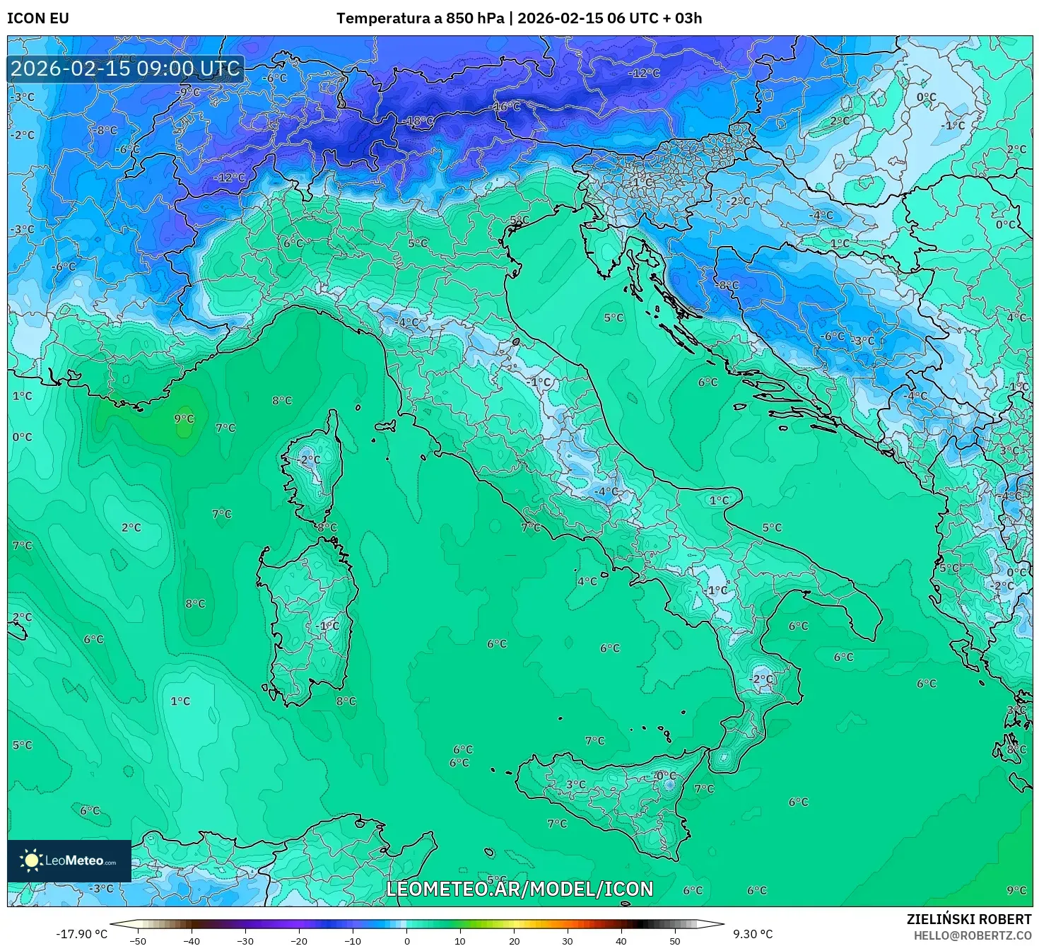 ICON model - Italia, Temperatura a 850 hPa