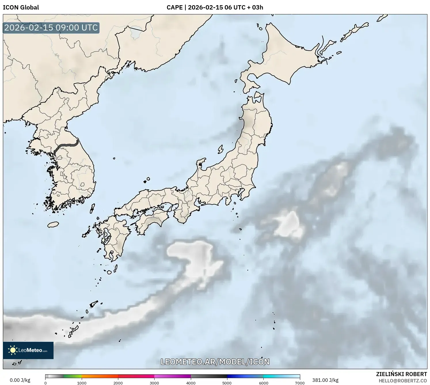 ICON model - Japón, CAPE