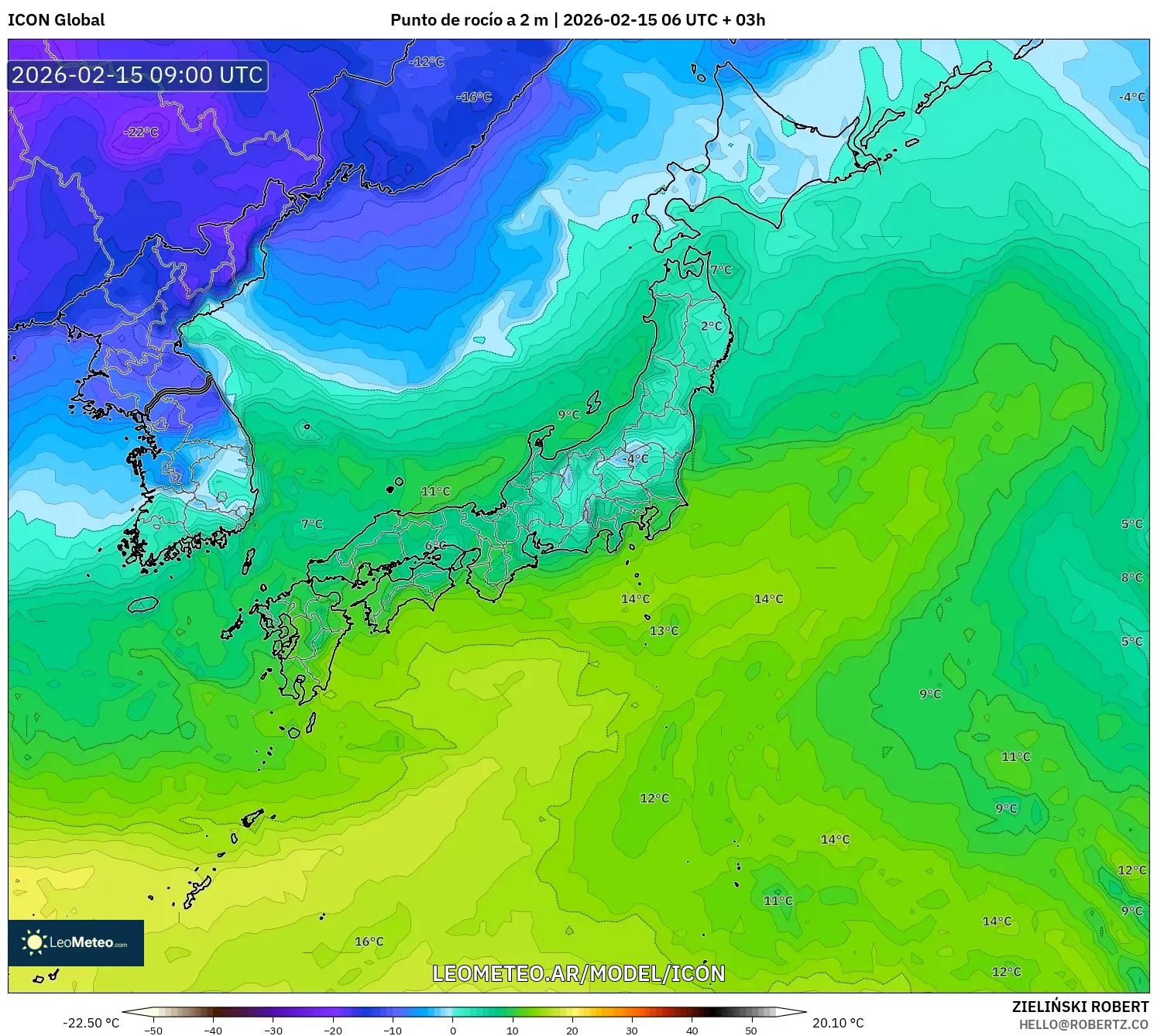 ICON model - Japón, Punto de rocío a 2 m