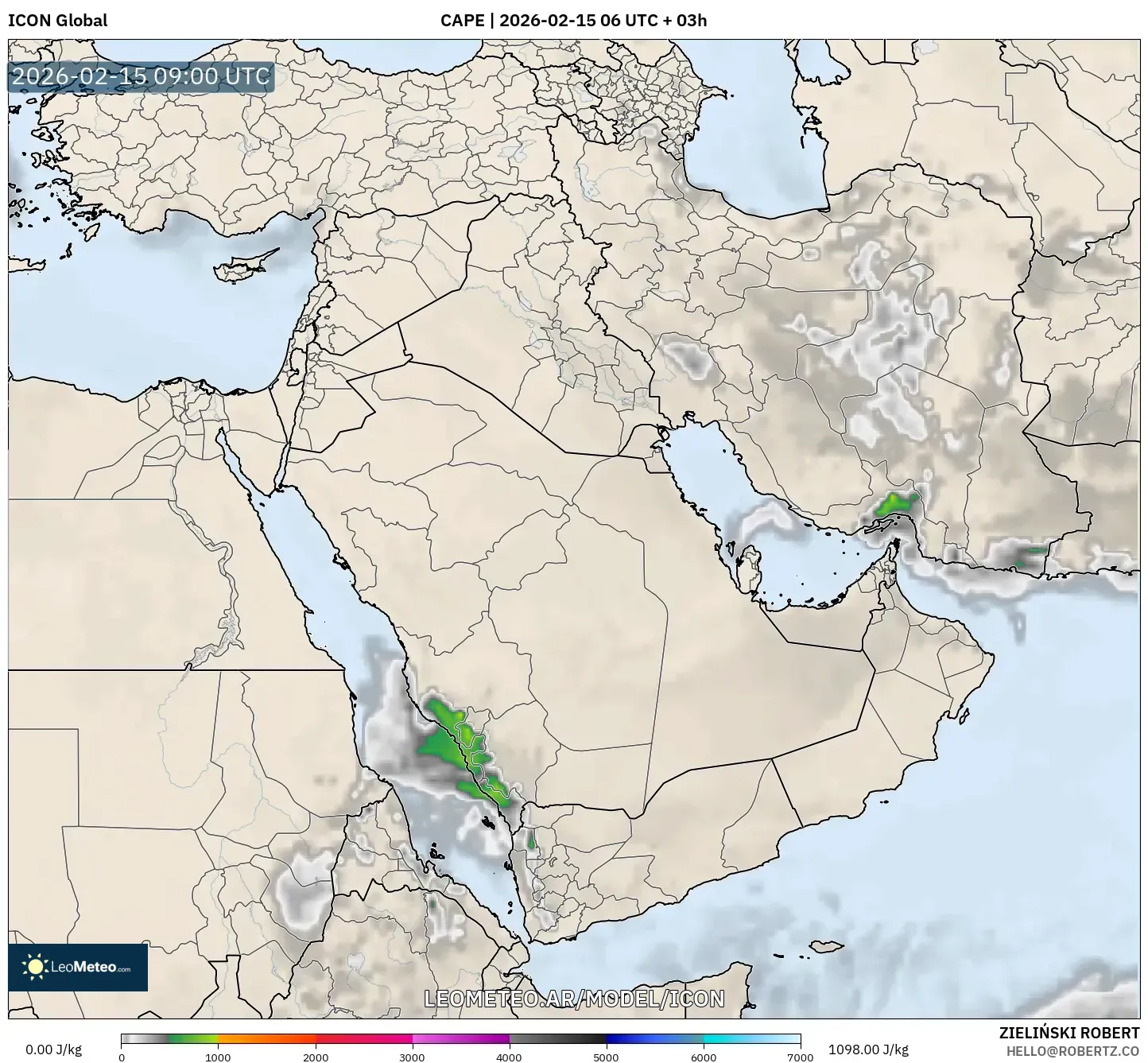 ICON model - Oriente Medio, CAPE