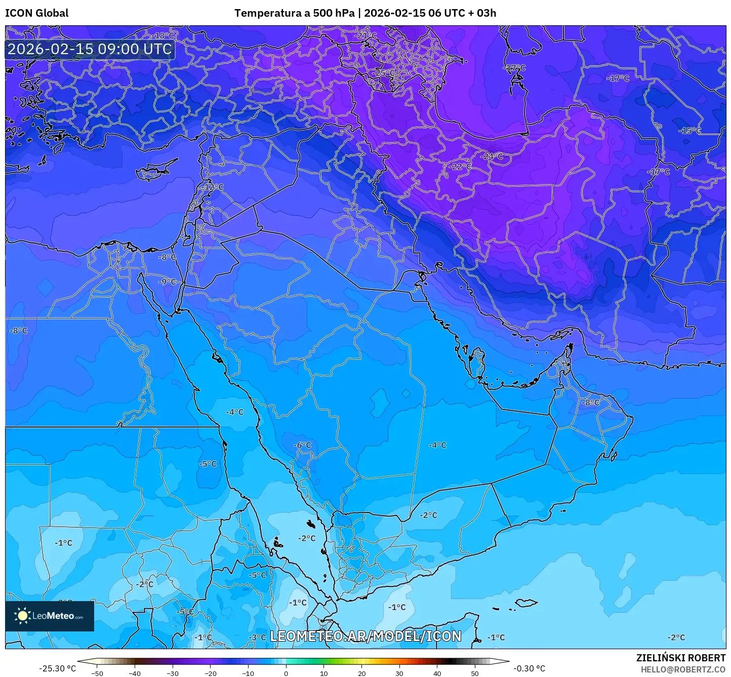 ICON model - Oriente Medio, Temperatura a 500 hPa
