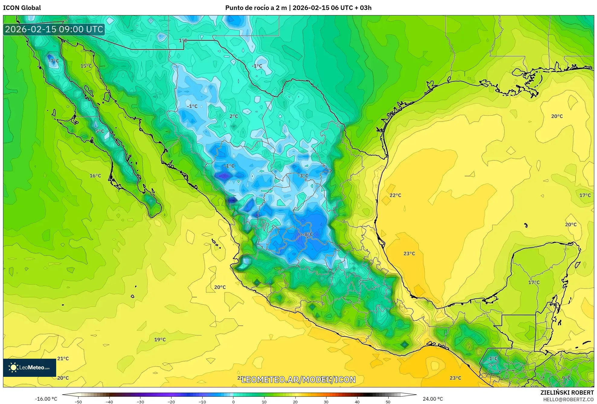 ICON model - México, Punto de rocío a 2 m