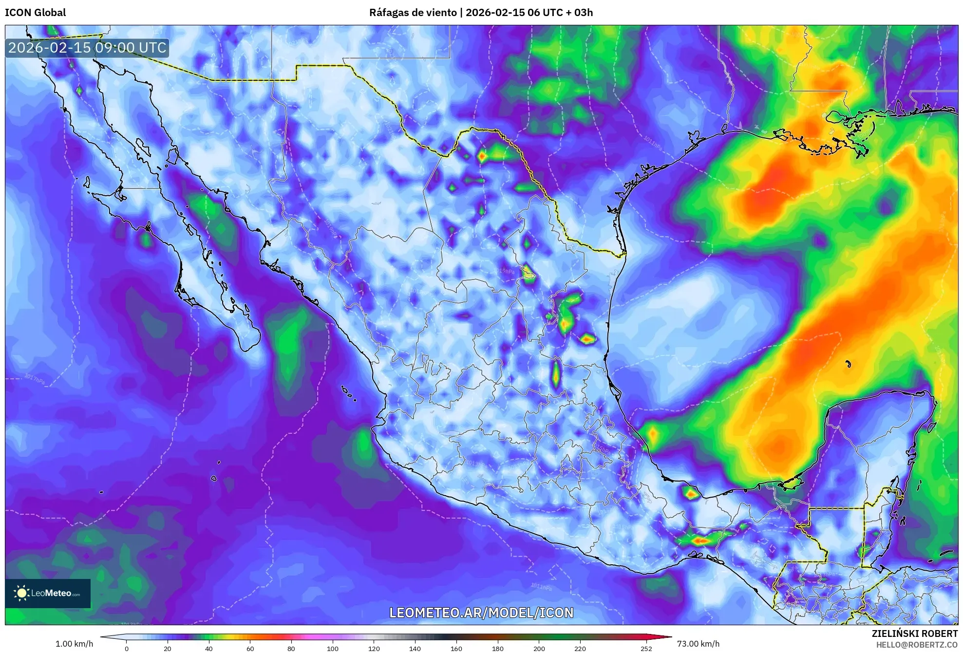 ICON model - México, Ráfagas de viento