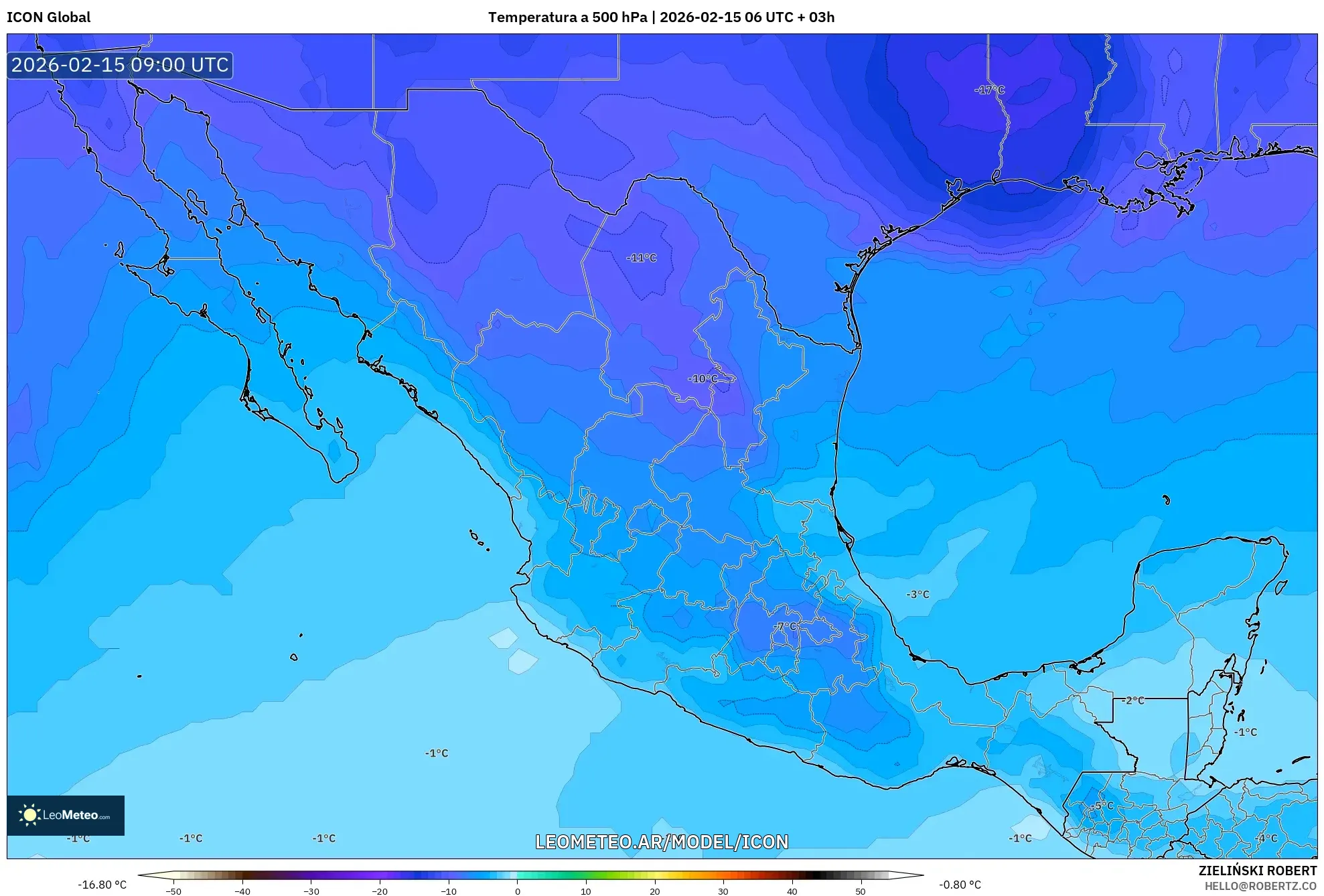 ICON model - México, Temperatura a 500 hPa
