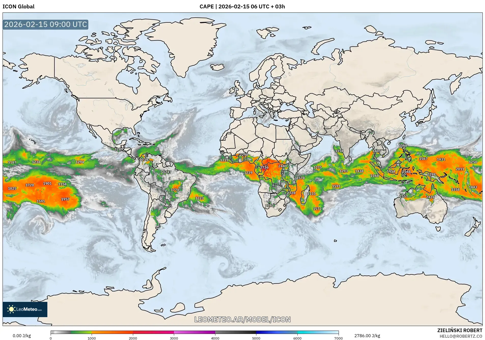 ICON model - Mundo, CAPE