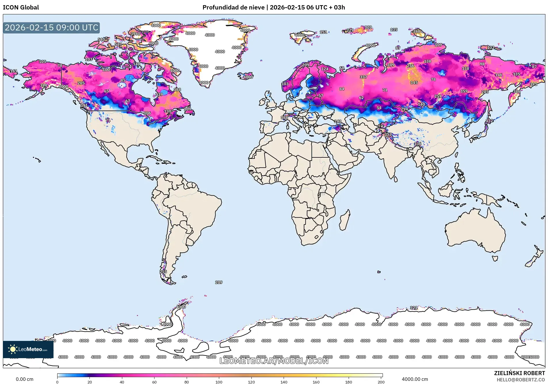 ICON model - Mundo, Profundidad de nieve