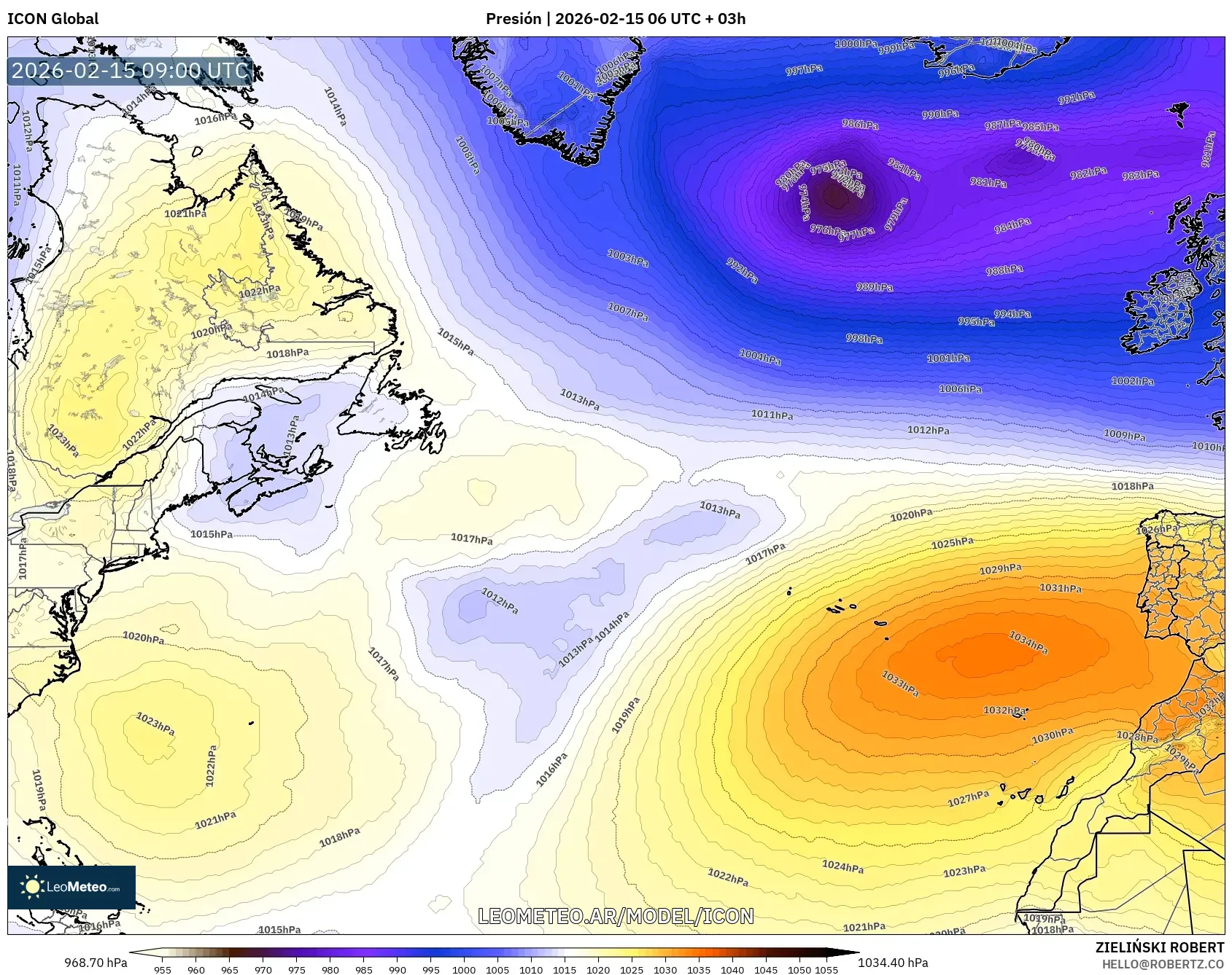 ICON model - Norte Atlántico, Presión