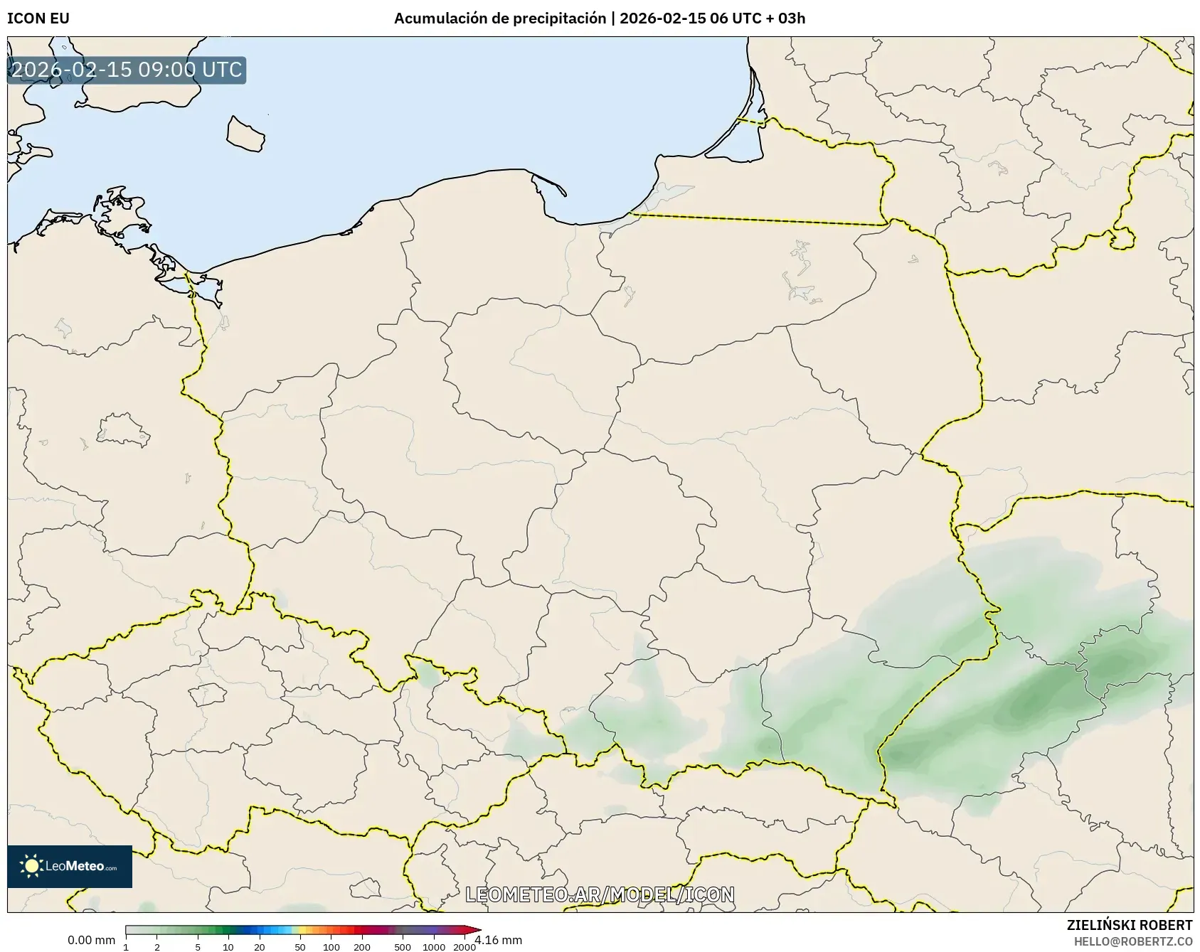 ICON model - Polonia, Acumulación de precipitación