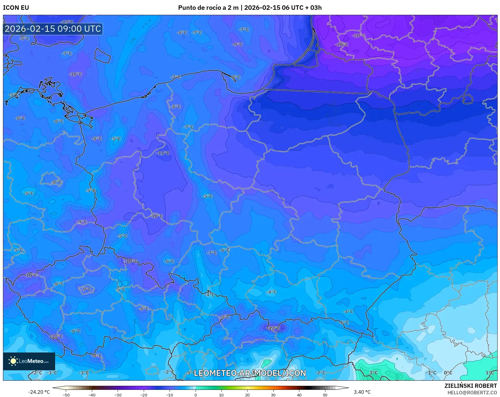 ICON model - Polonia, Punto de rocío a 2 m
