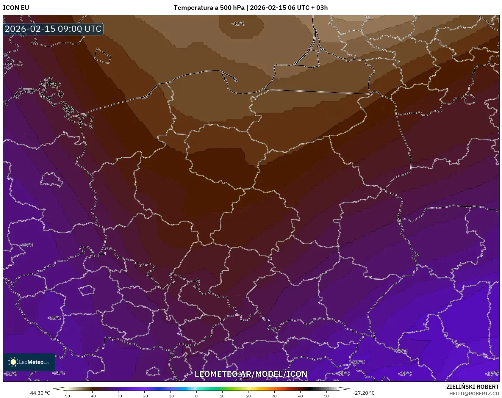 ICON model - Polonia, Temperatura a 500 hPa