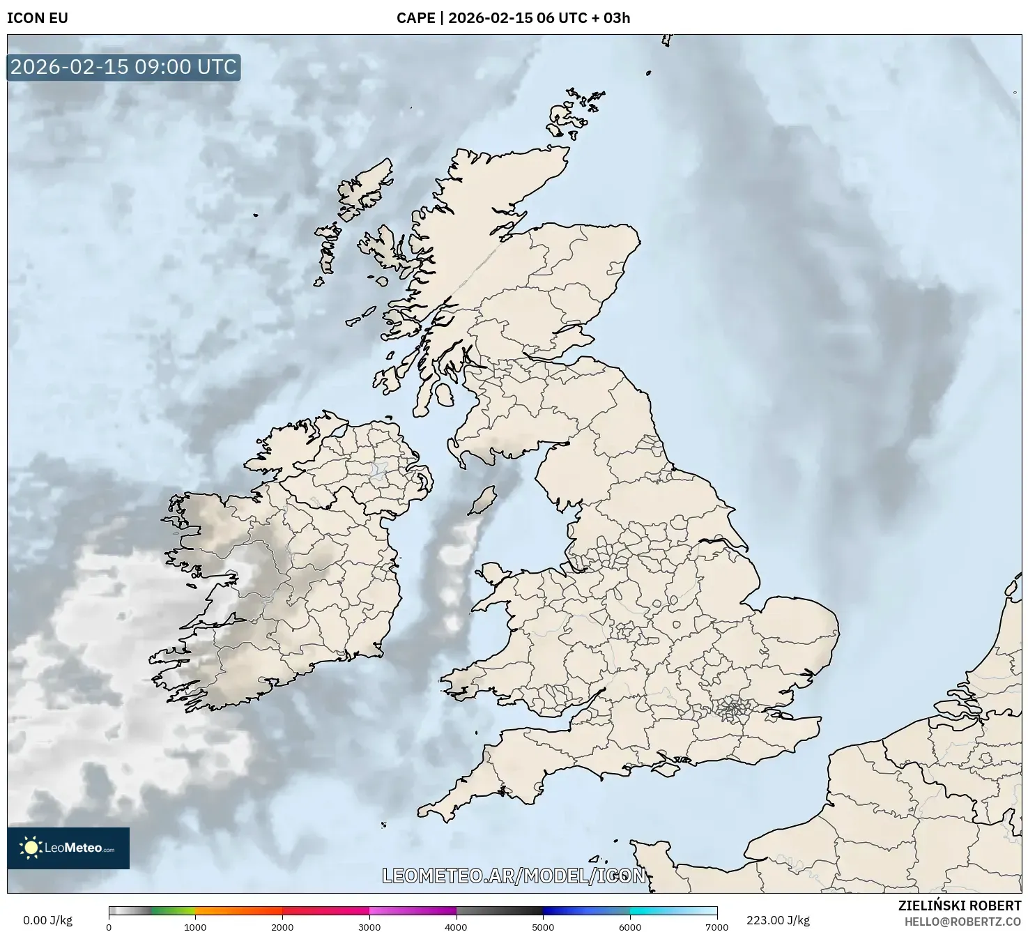 ICON model - Reino Unido, CAPE