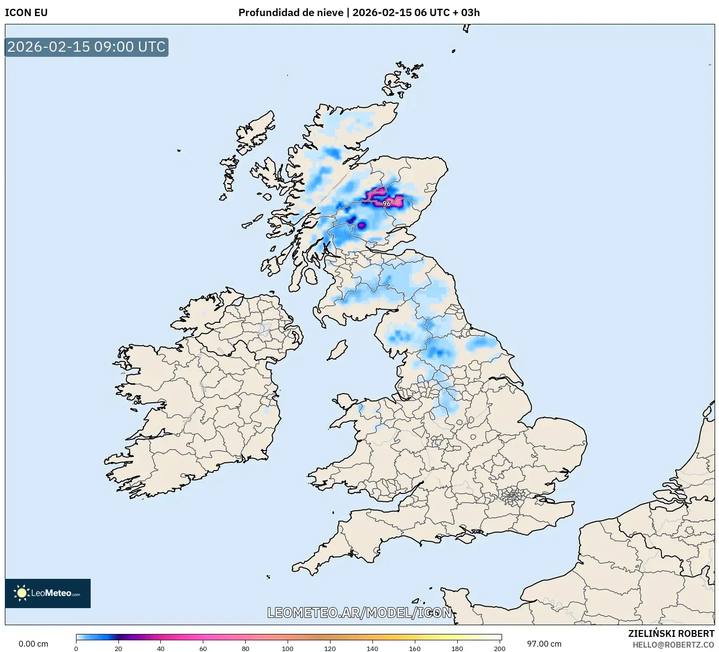 ICON model - Reino Unido, Profundidad de nieve