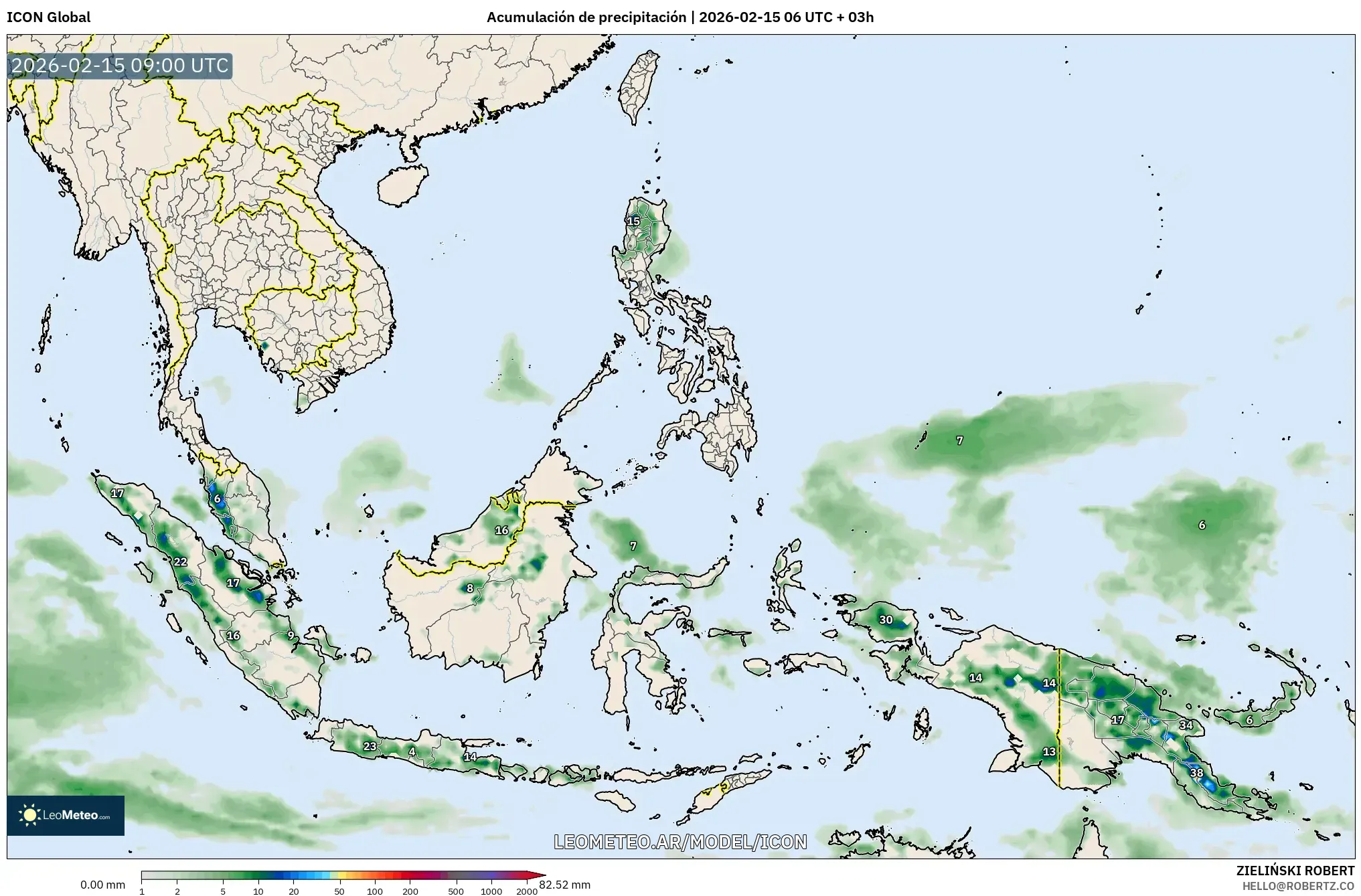 ICON model - Sudeste Asiático, Acumulación de precipitación