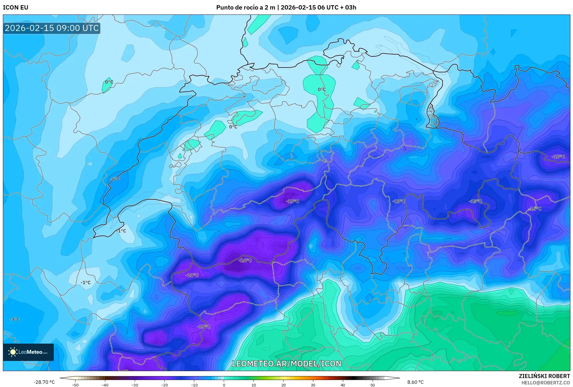 ICON model - Suiza, Punto de rocío a 2 m