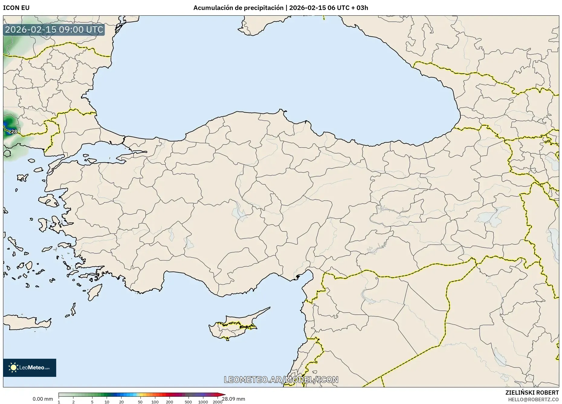 ICON model - Turquía, Acumulación de precipitación