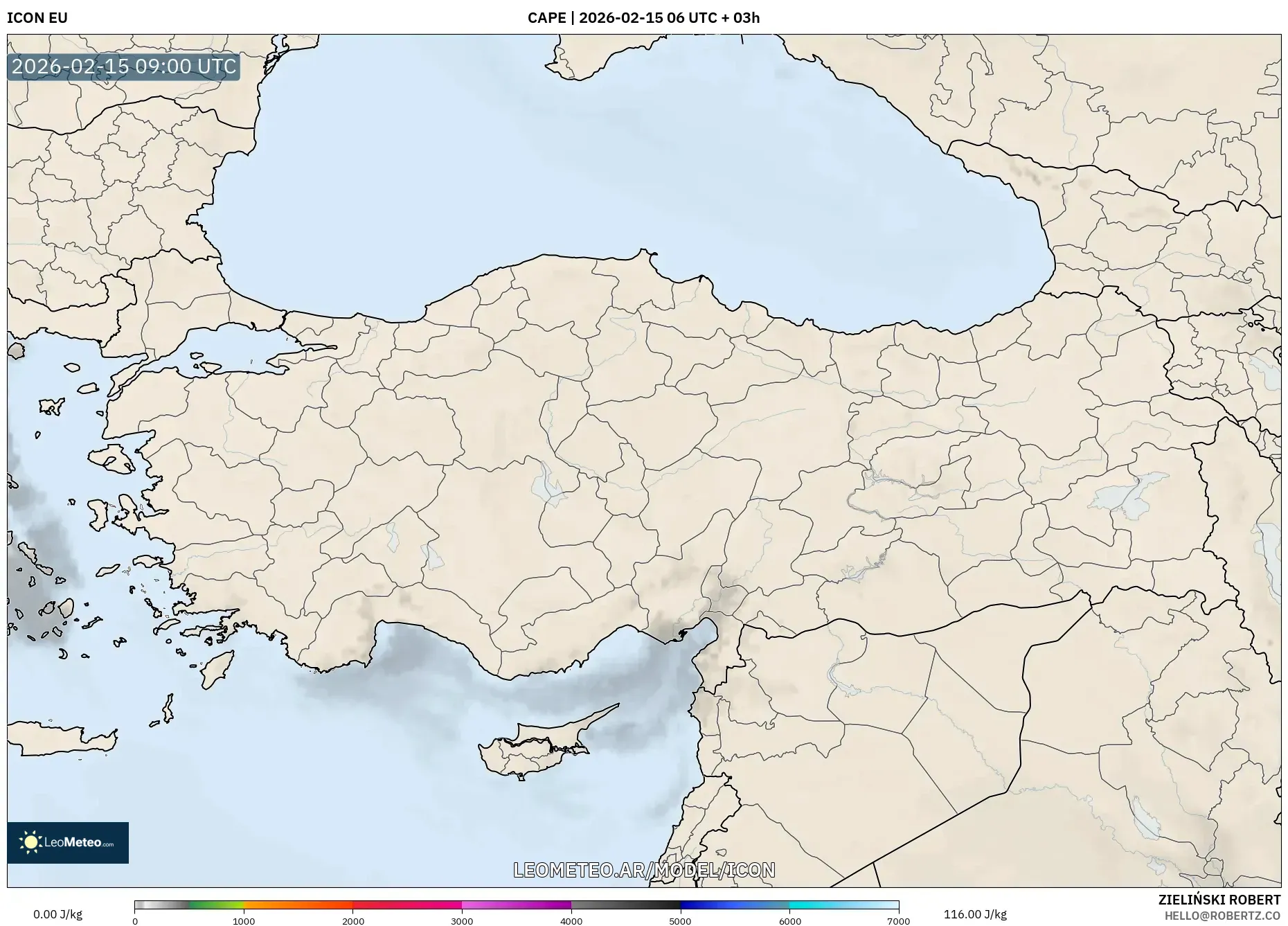 ICON model - Turquía, CAPE
