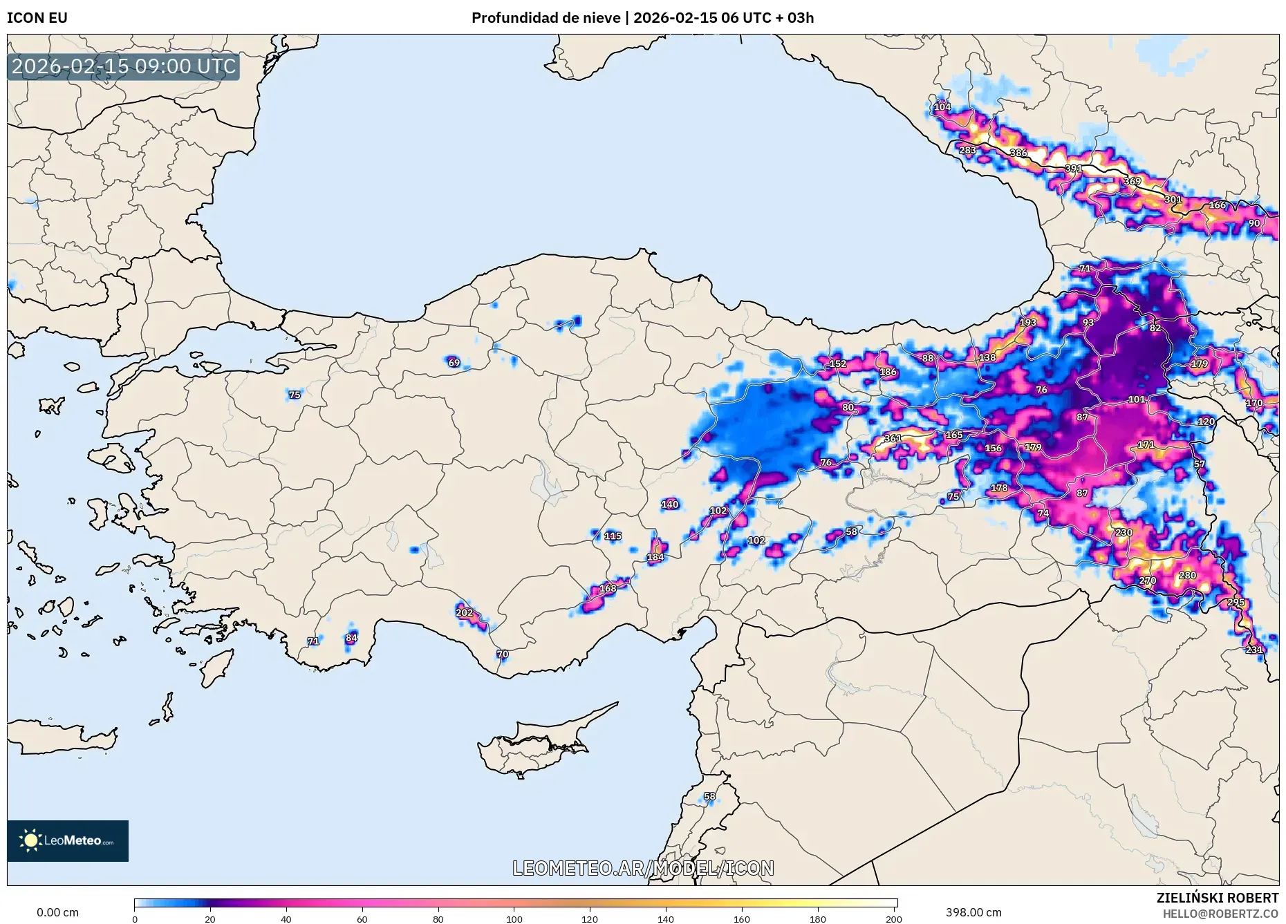 ICON model - Turquía, Profundidad de nieve