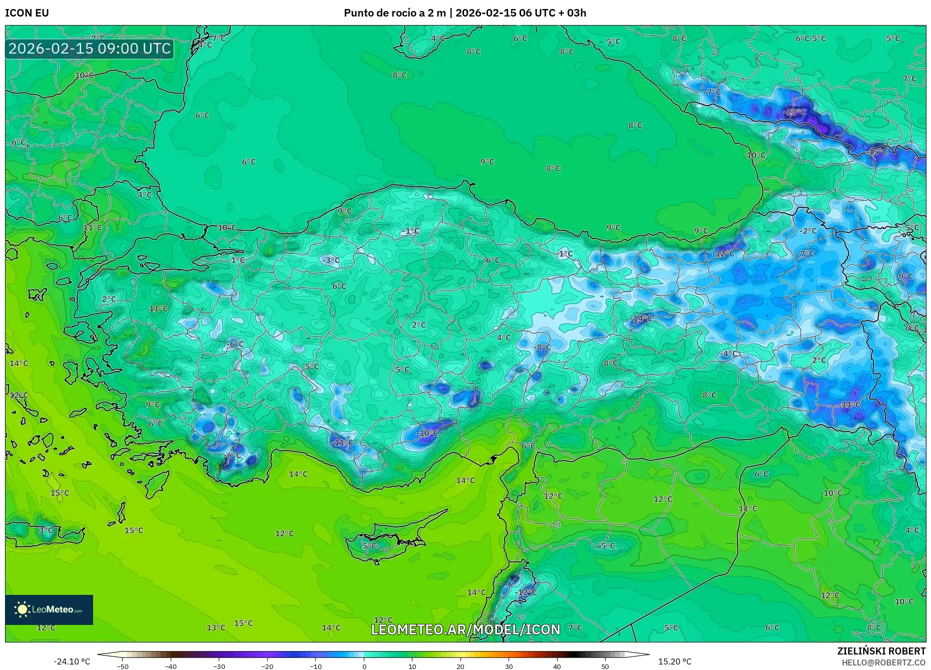ICON model - Turquía, Punto de rocío a 2 m