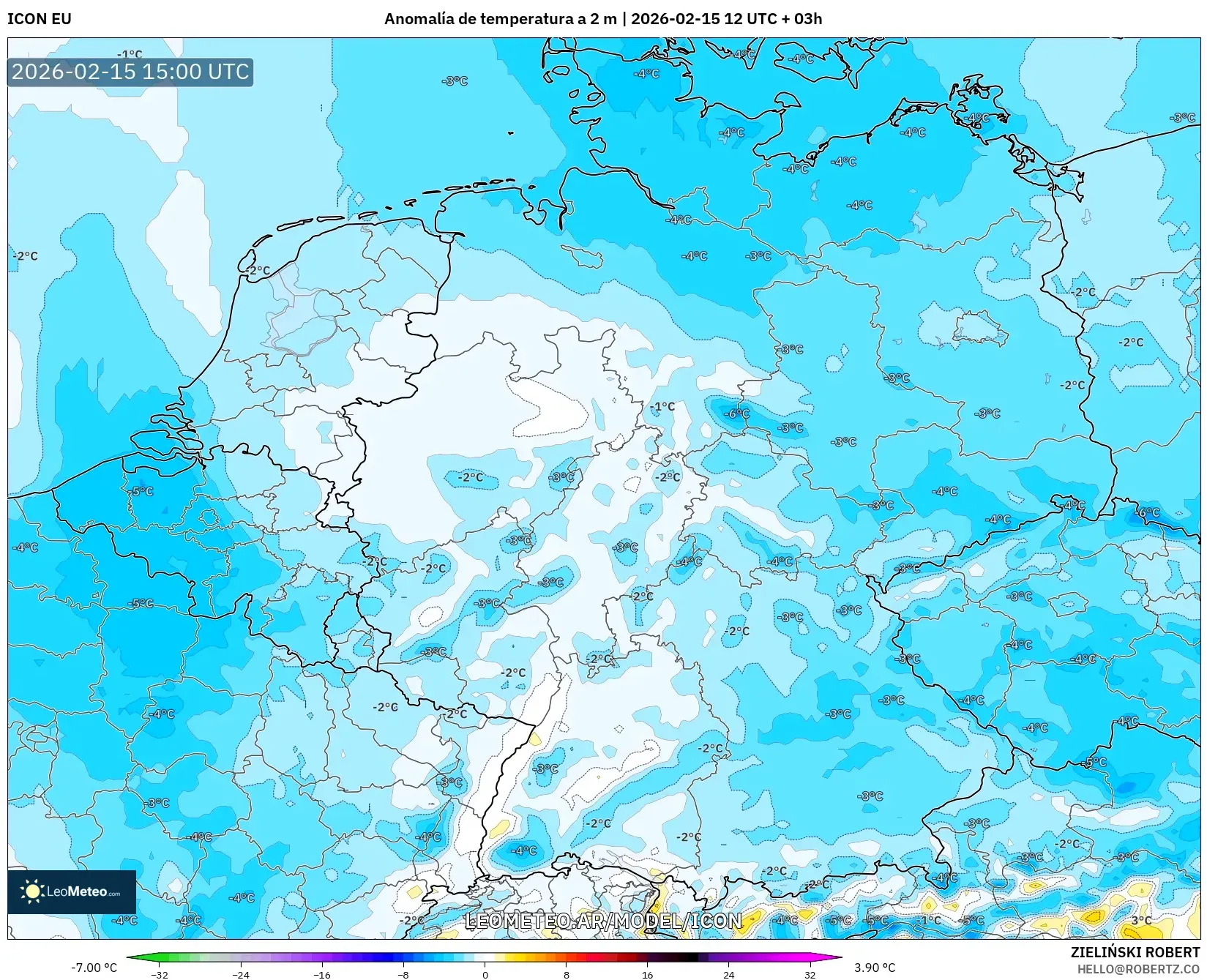 ICON model - Alemania, Anomalía de temperatura a 2 m