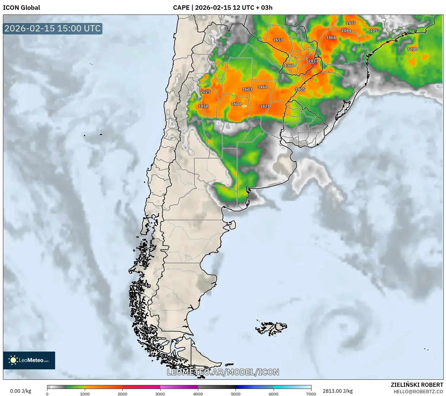 ICON model - Argentina, CAPE