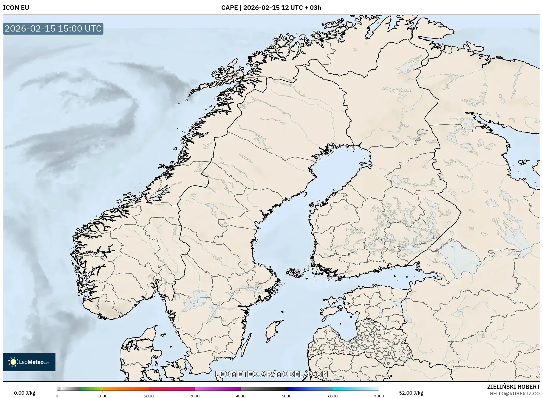 ICON model - Escandinavia, CAPE