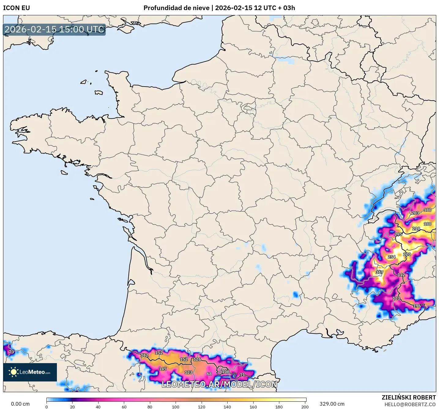 ICON model - Francia, Profundidad de nieve