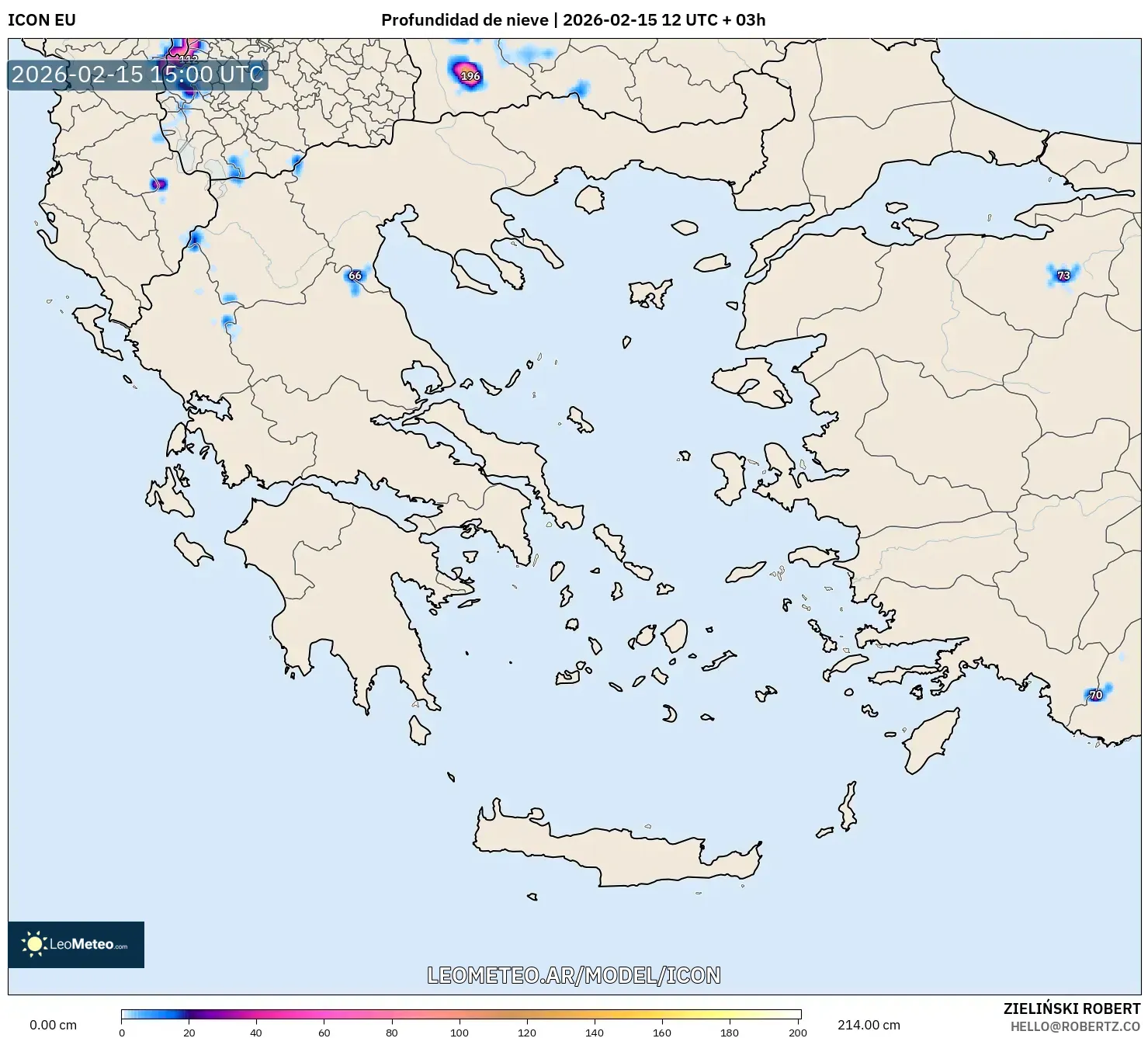 ICON model - Grecia, Profundidad de nieve
