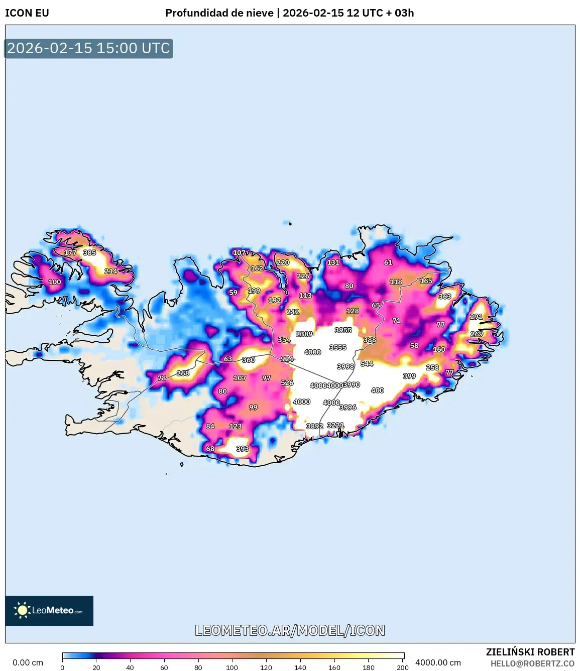 ICON model - Islandia, Profundidad de nieve