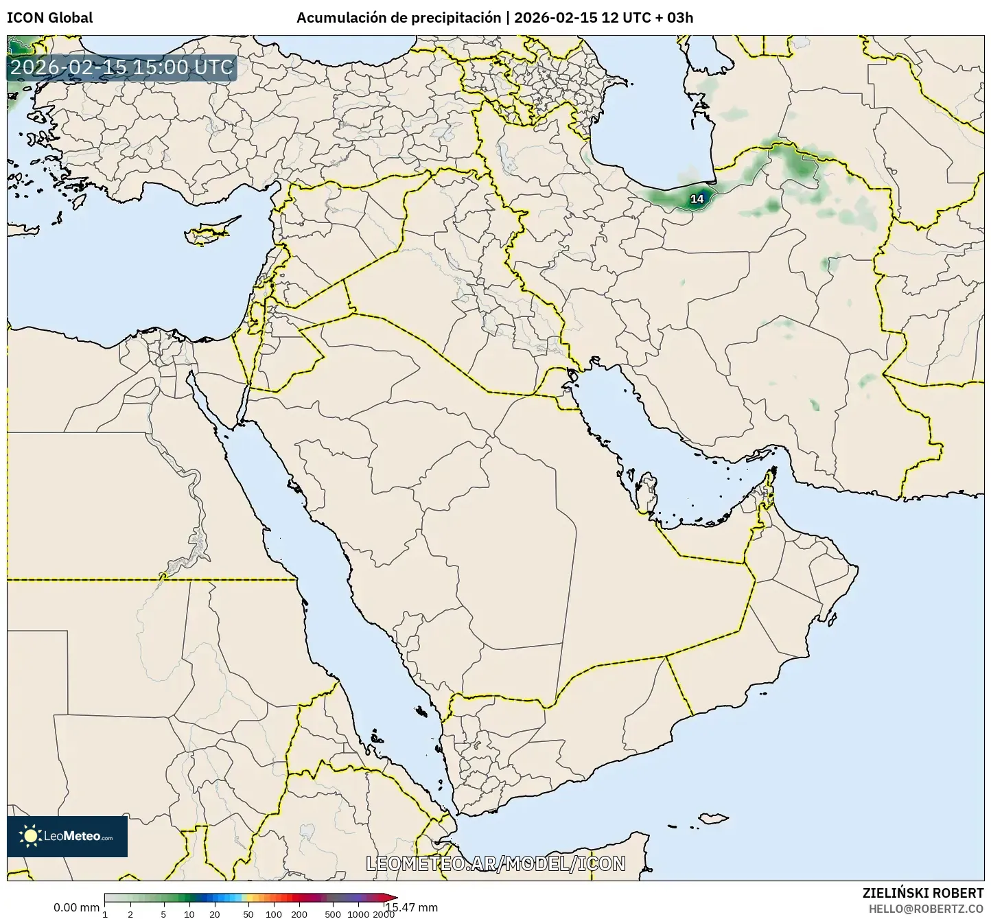 ICON model - Oriente Medio, Acumulación de precipitación