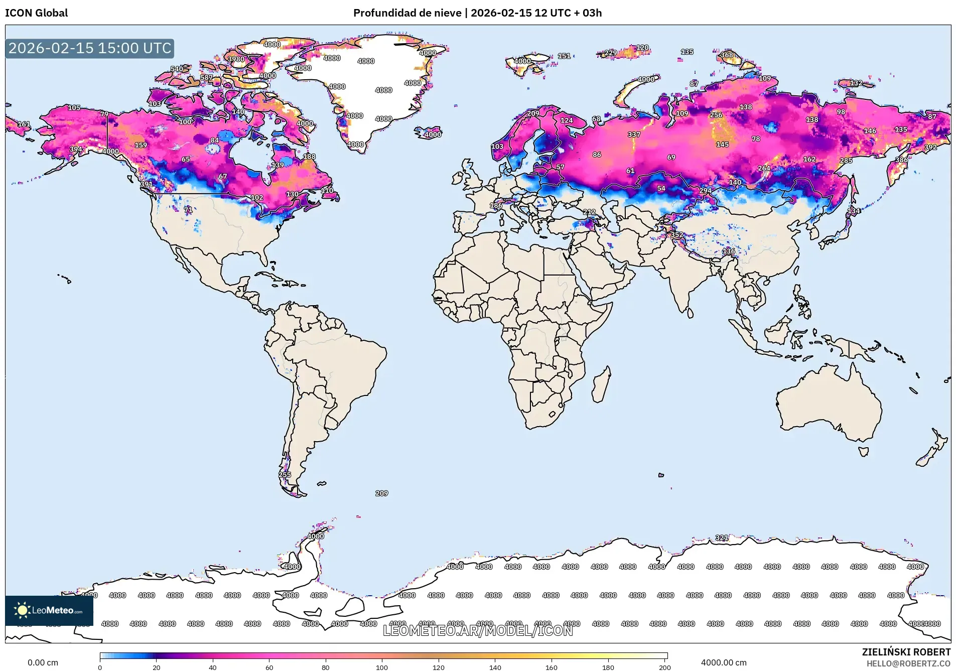 ICON model - Mundo, Profundidad de nieve