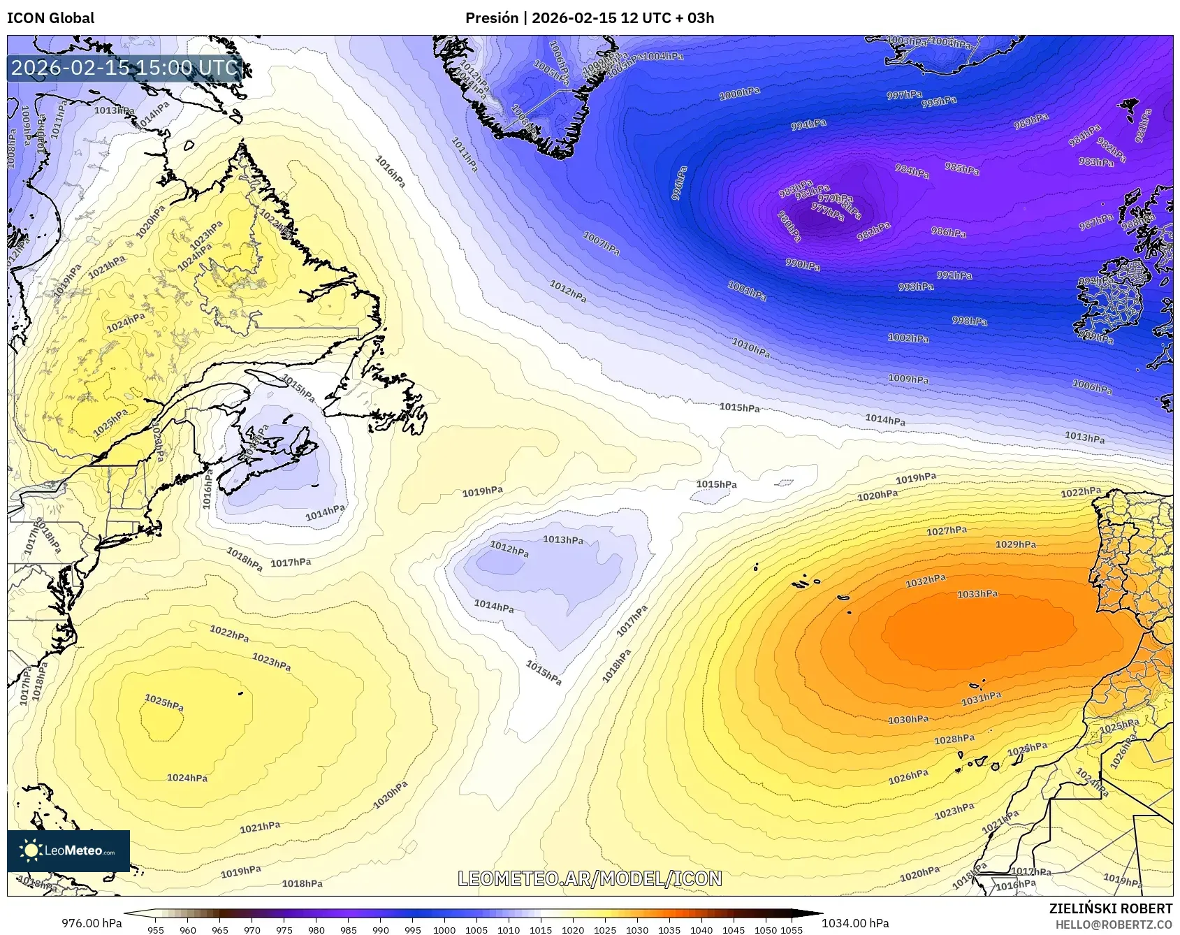 ICON model - Norte Atlántico, Presión