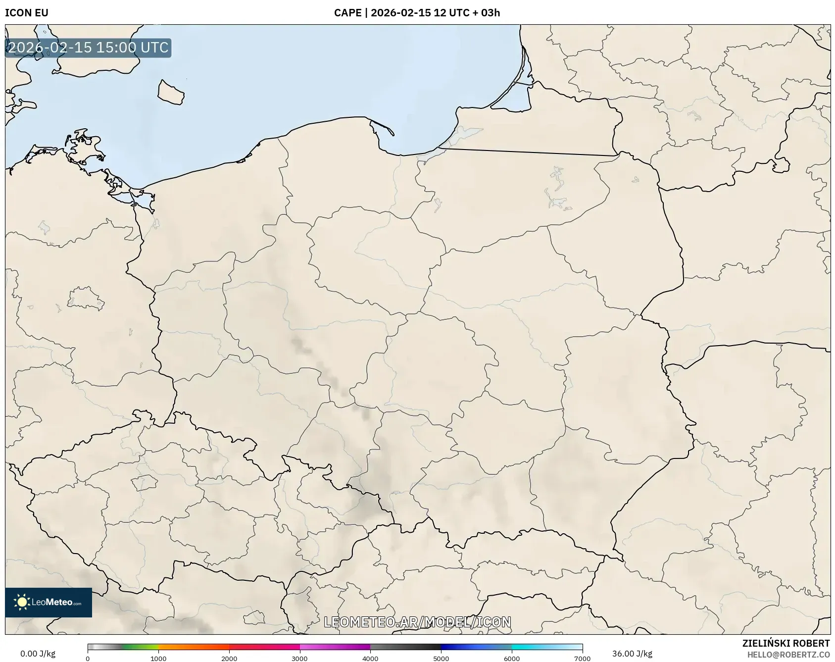 ICON model - Polonia, CAPE