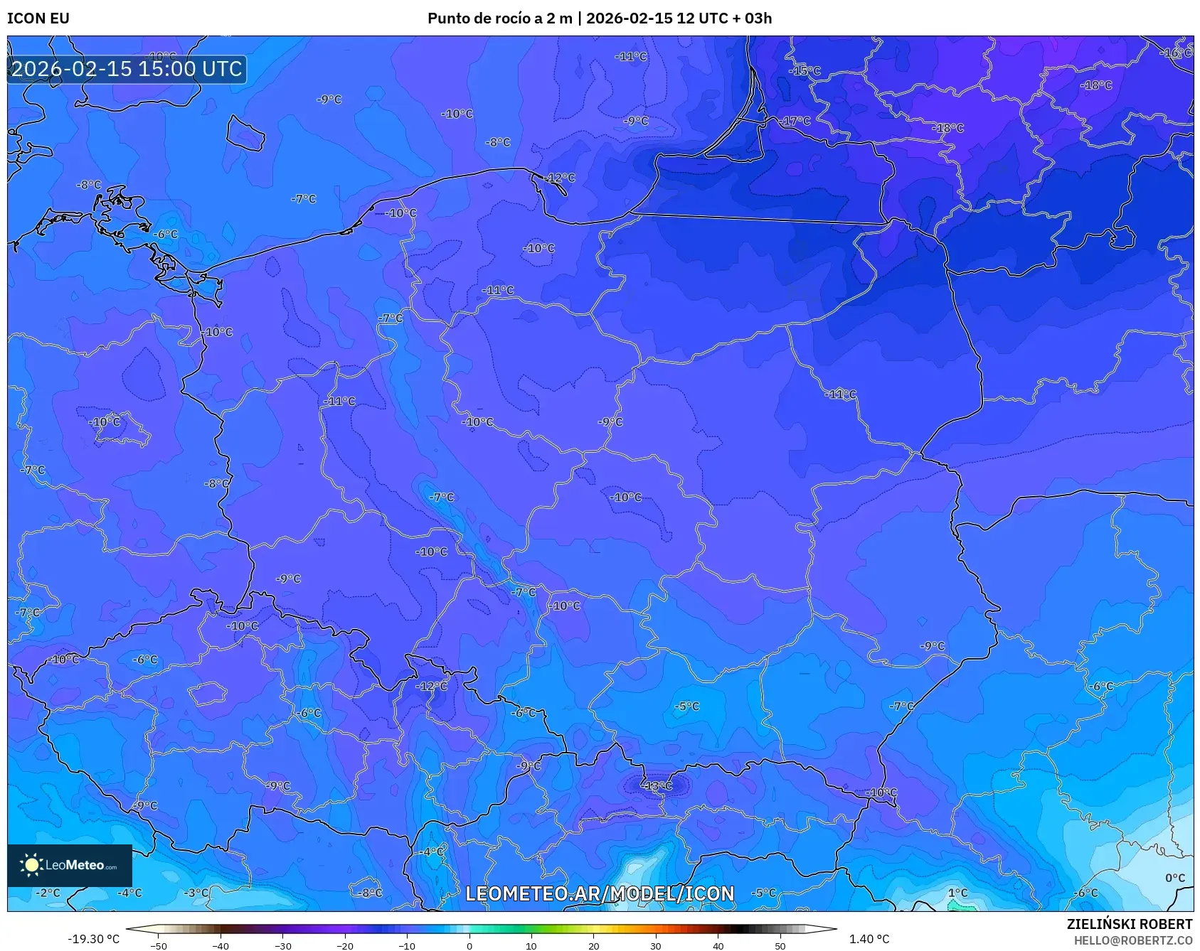 ICON model - Polonia, Punto de rocío a 2 m