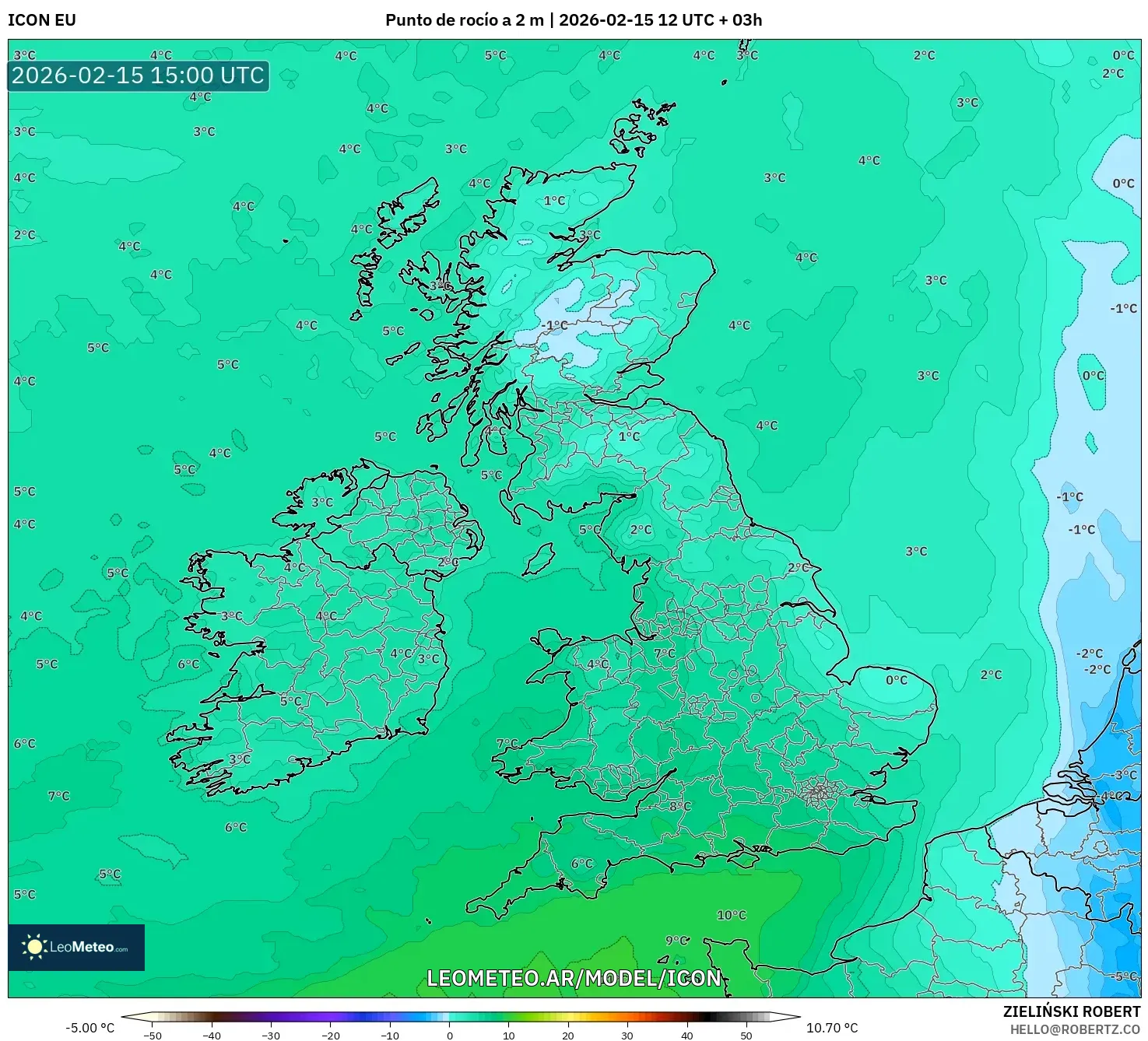 ICON model - Reino Unido, Punto de rocío a 2 m