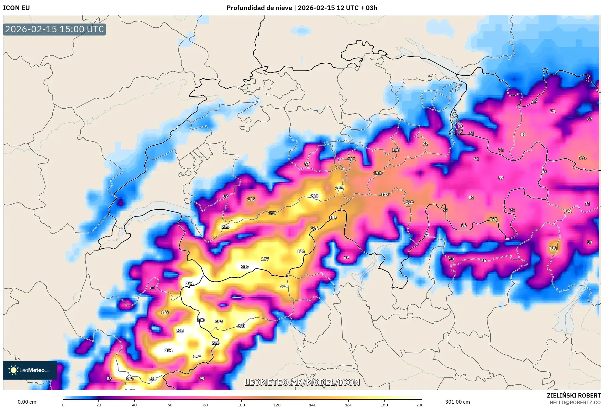 ICON model - Suiza, Profundidad de nieve