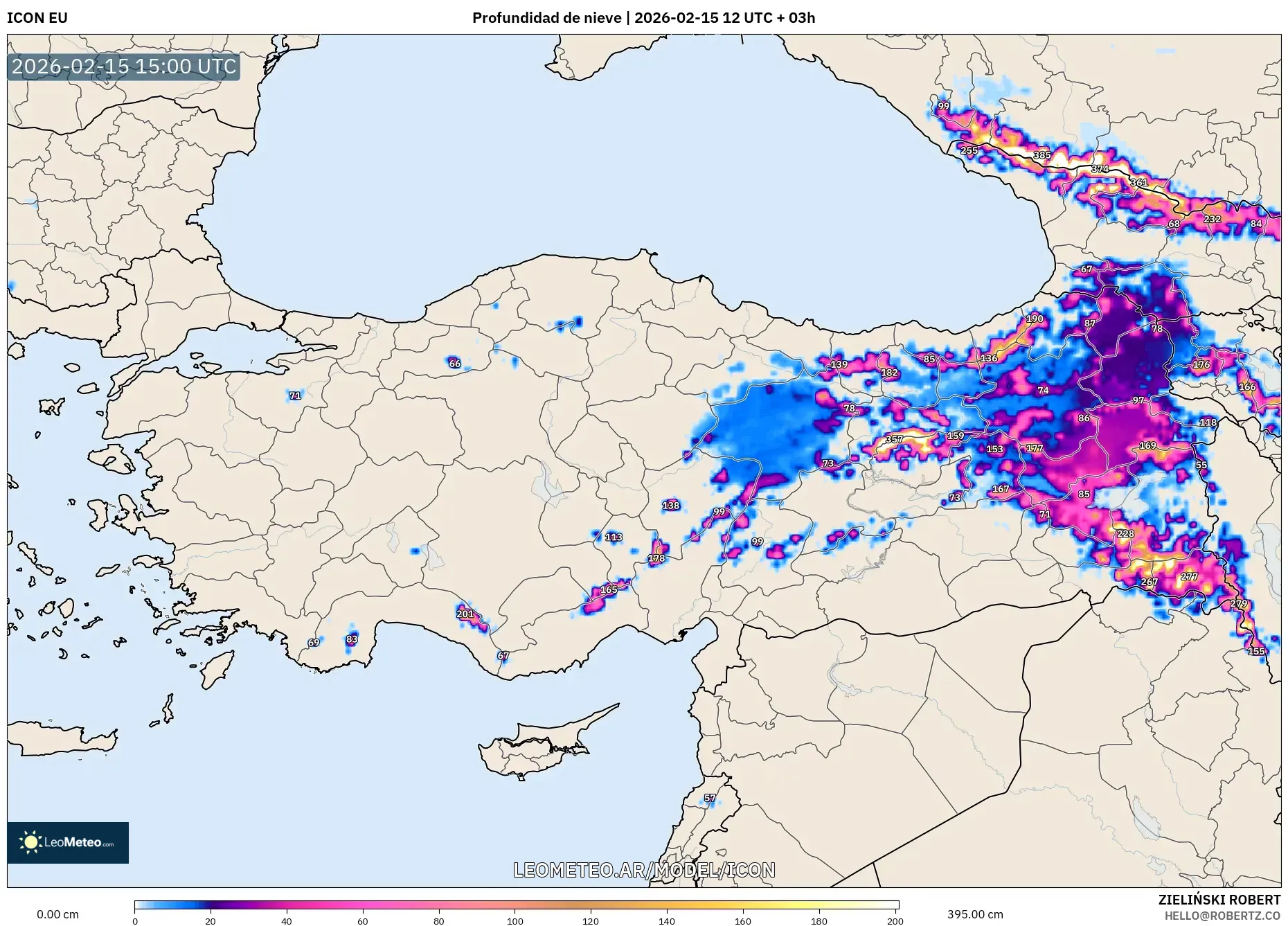 ICON model - Turquía, Profundidad de nieve