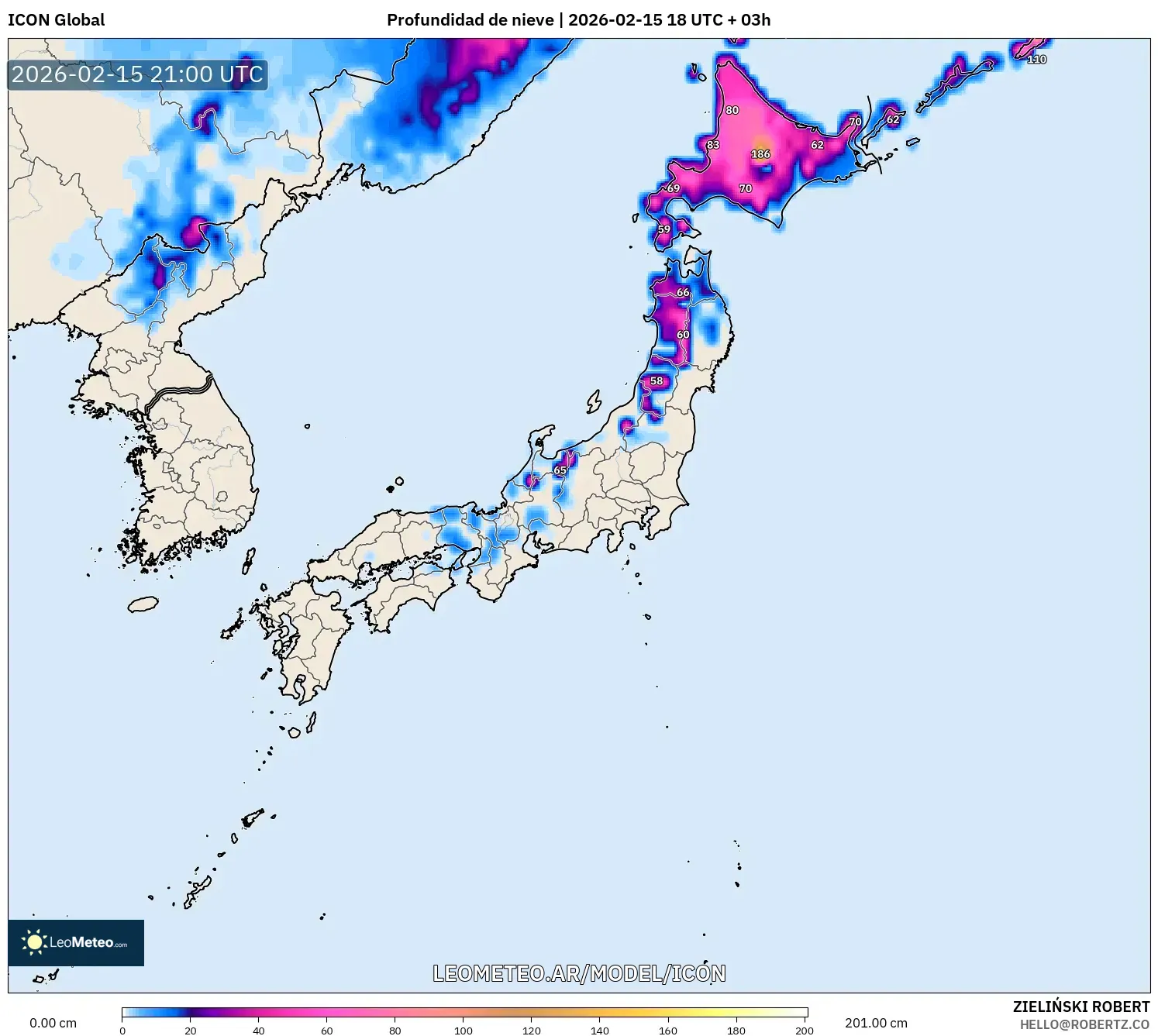 ICON model - Japón, Profundidad de nieve