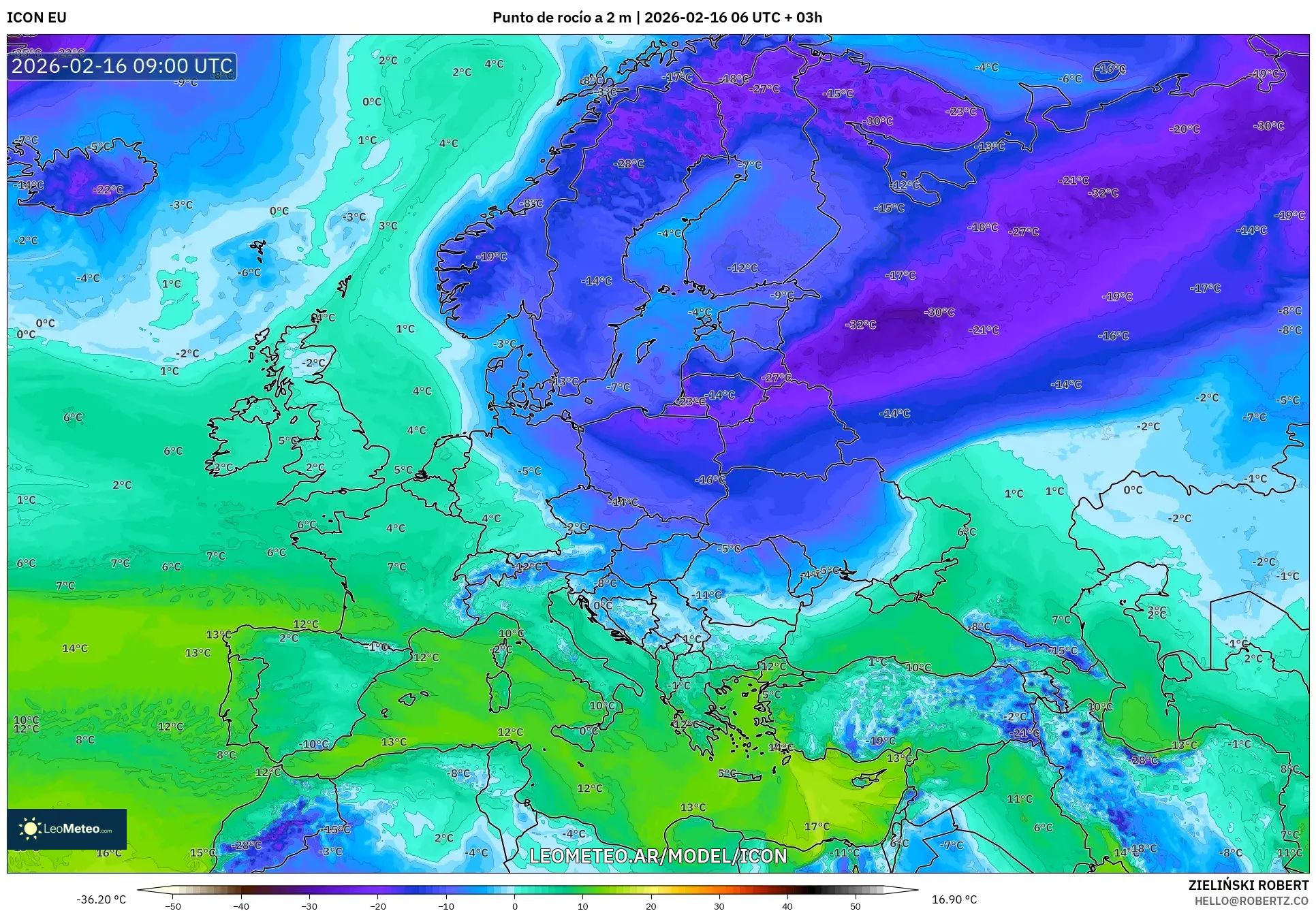 ICON model - Europa, Punto de rocío a 2 m