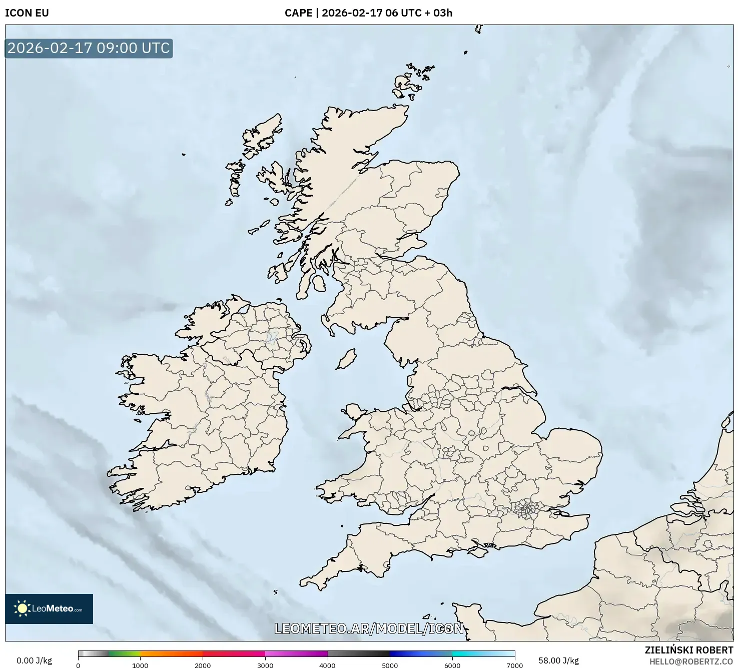 ICON model - Reino Unido, CAPE