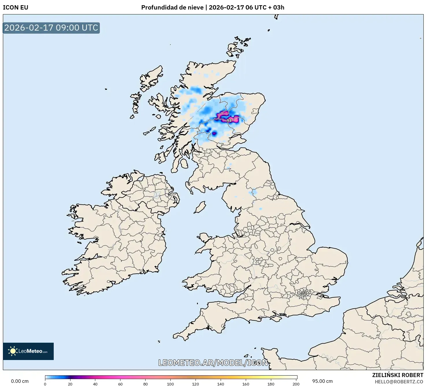 ICON model - Reino Unido, Profundidad de nieve
