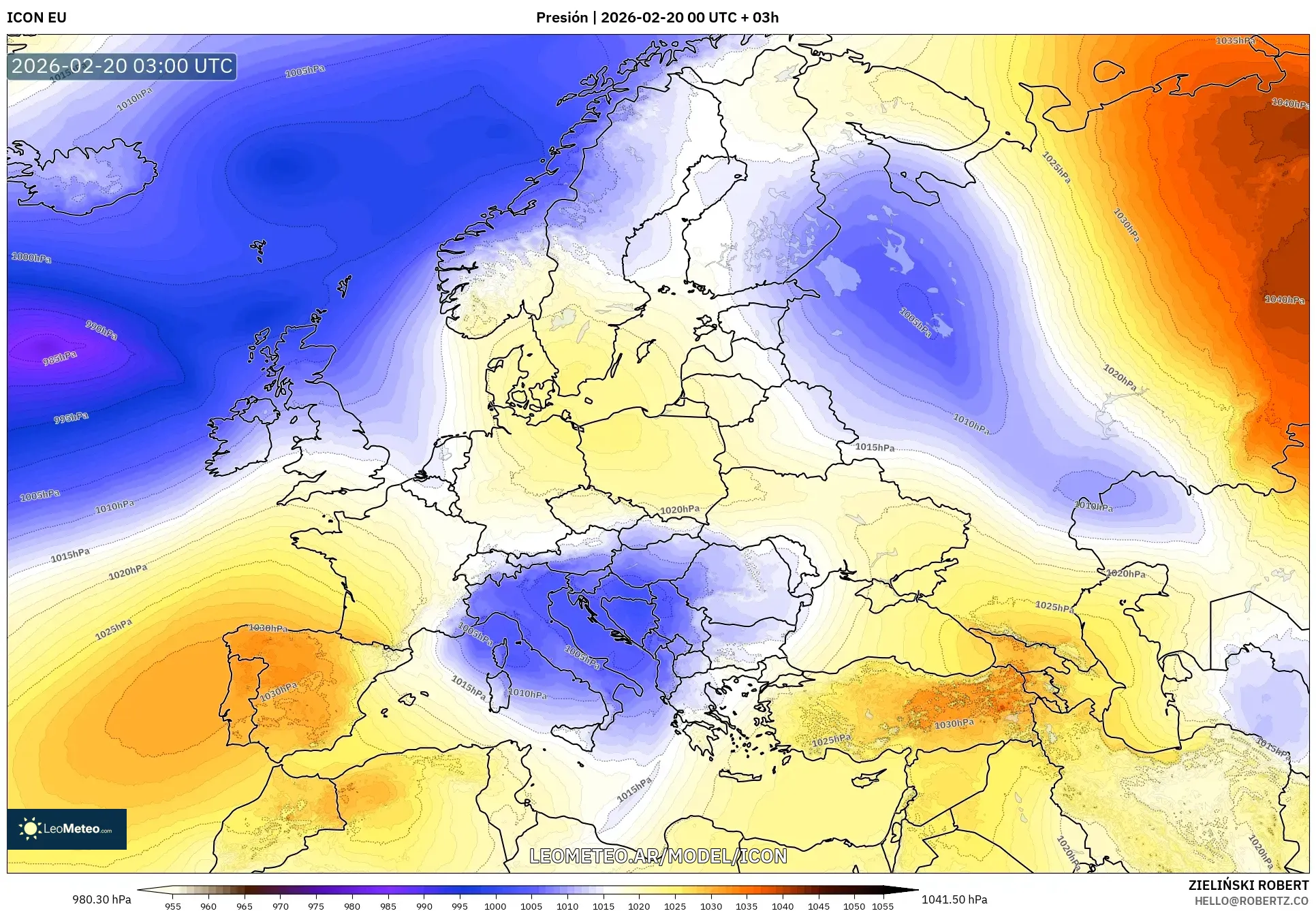 ICON model - Europa, Presión
