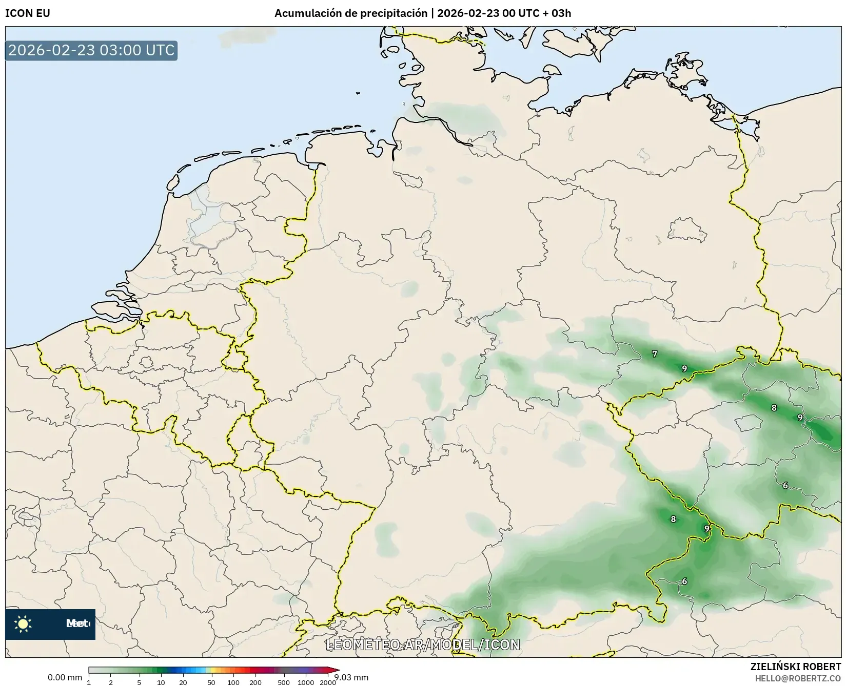 ICON model - Niemcy, Suma opadów
