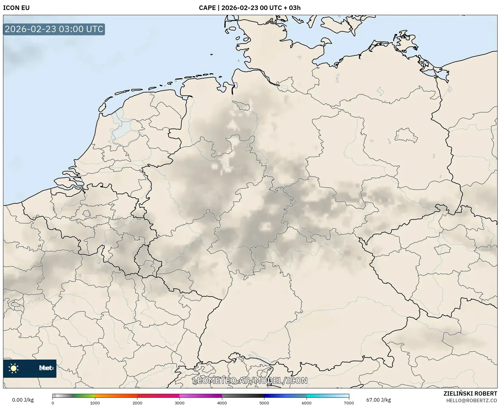 ICON model - Niemcy, CAPE