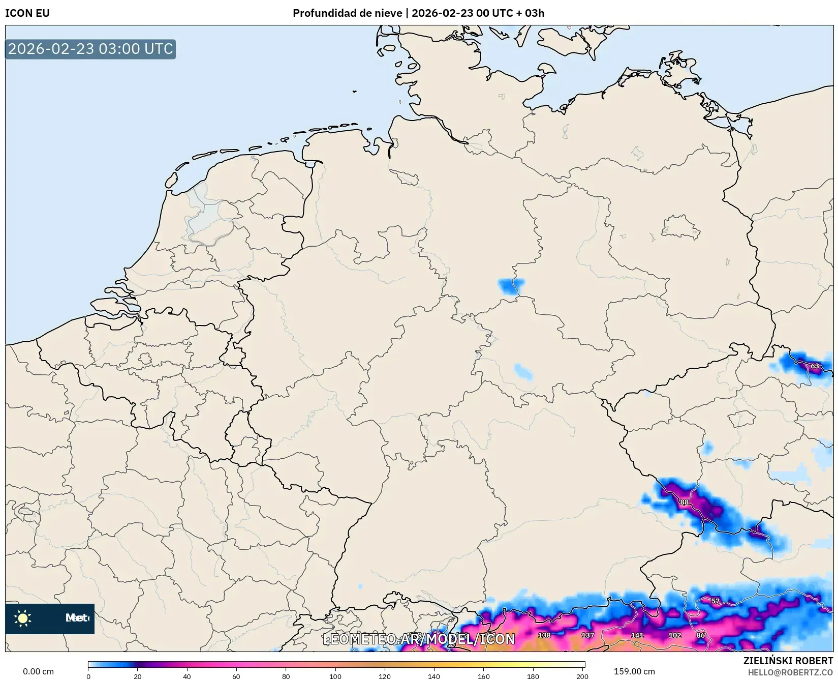 ICON model - Niemcy, Pokrywa śnieżna