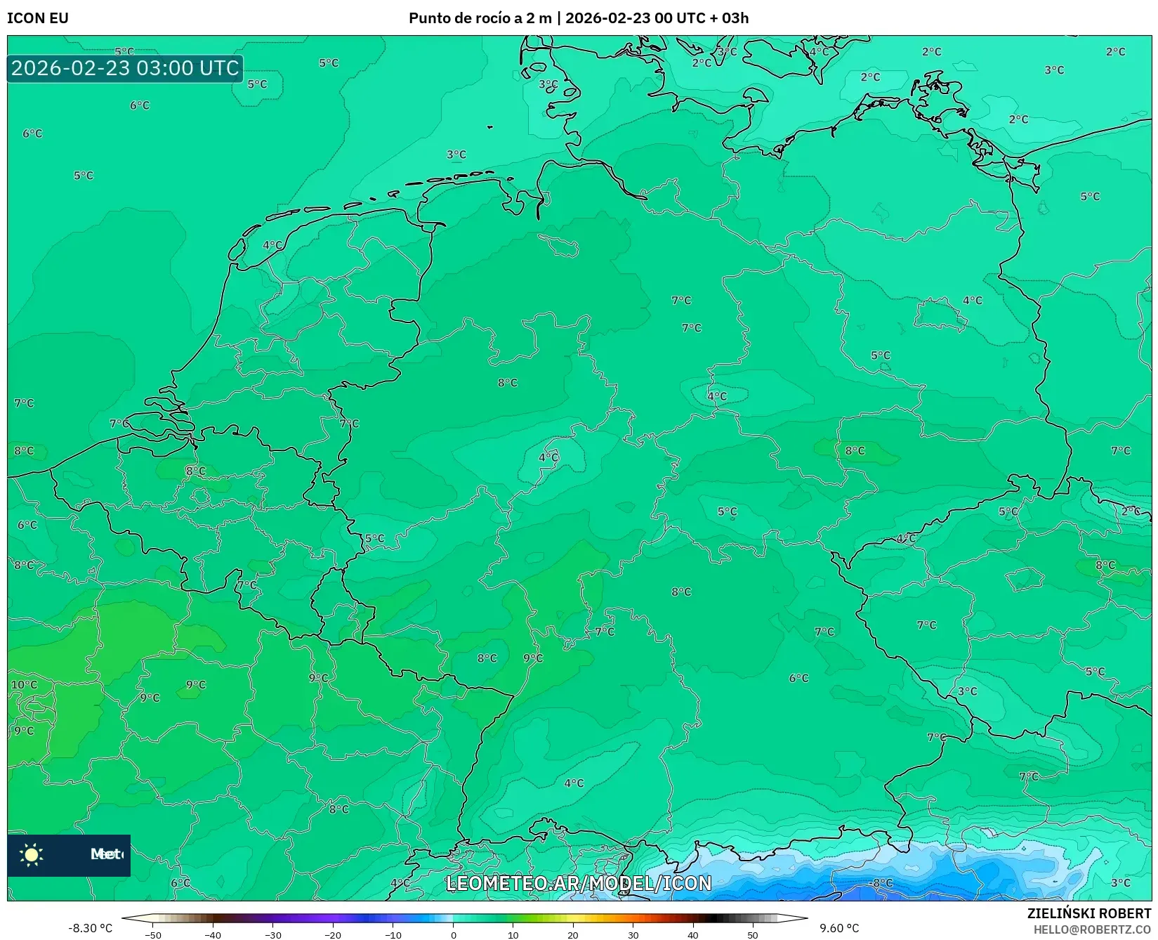 ICON model - Niemcy, Punkt rosy na 2 m
