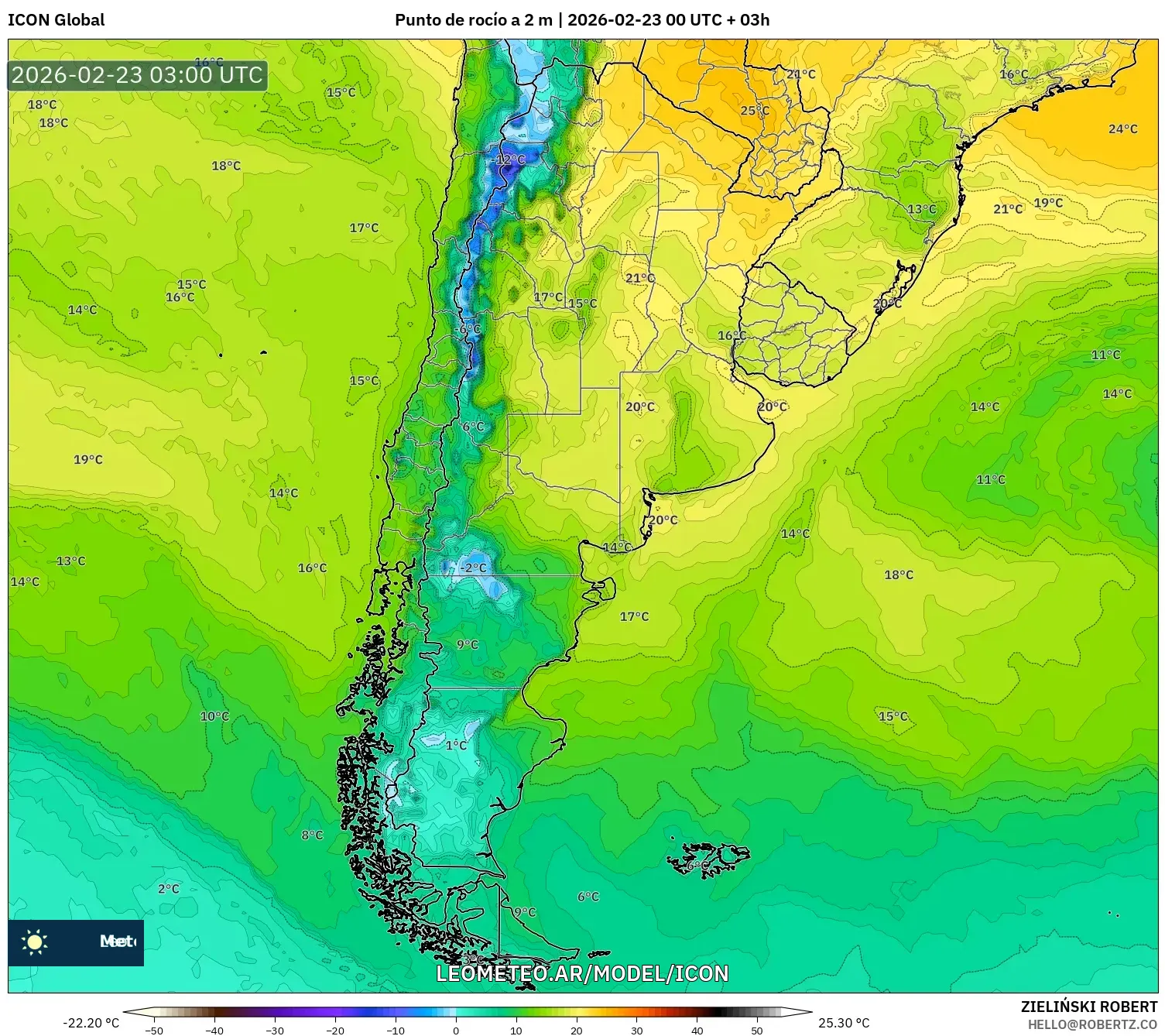 ICON model - Argentyna, Punkt rosy na 2 m