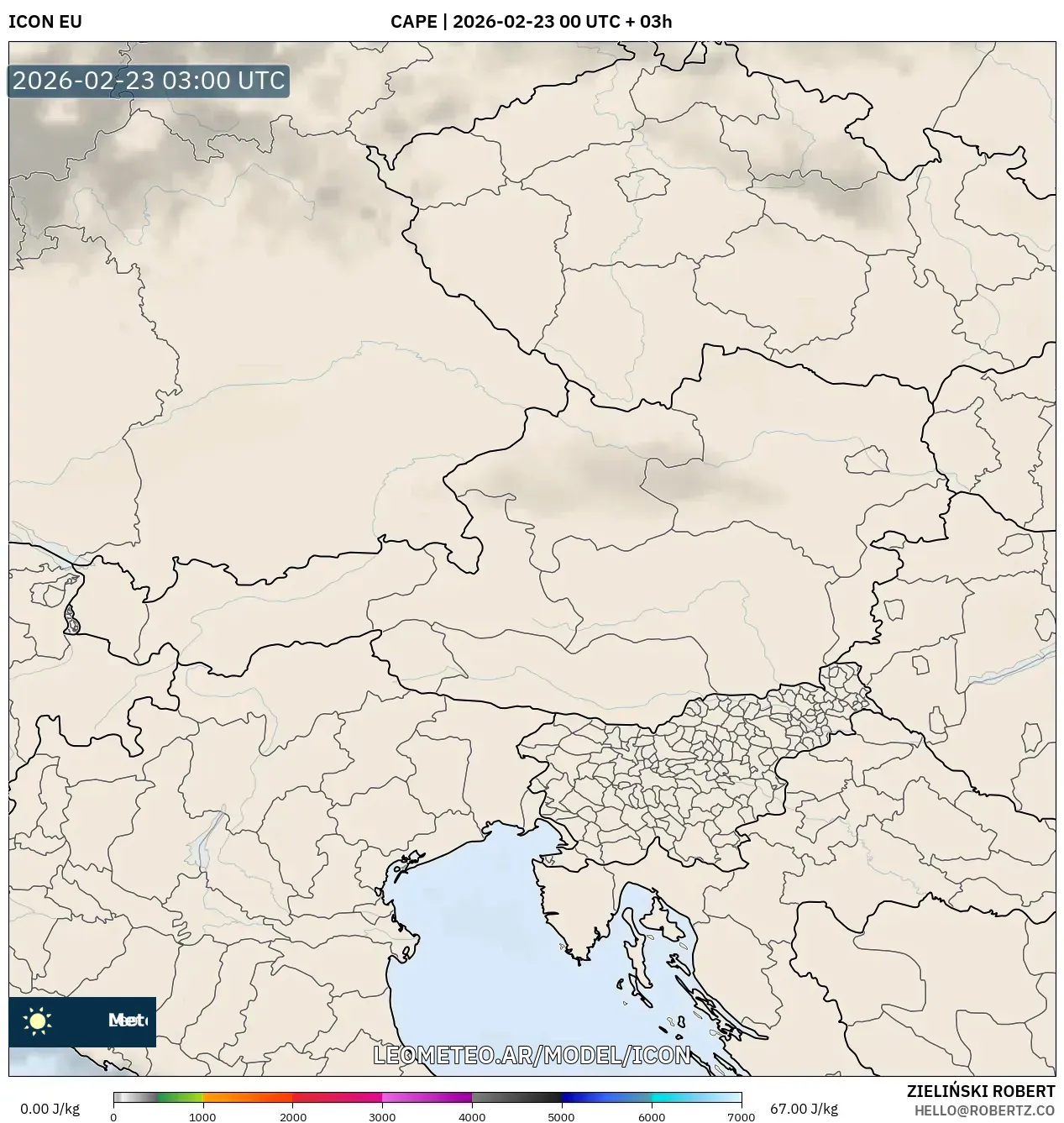 ICON model - Austria, CAPE