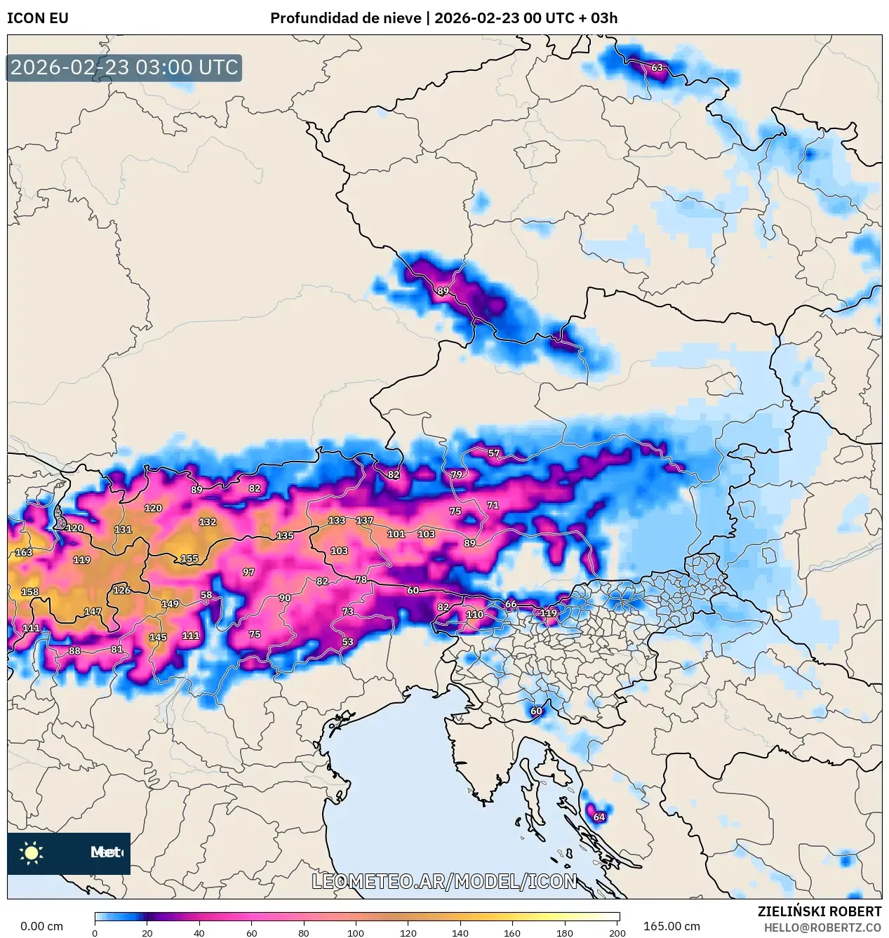 ICON model - Austria, Pokrywa śnieżna
