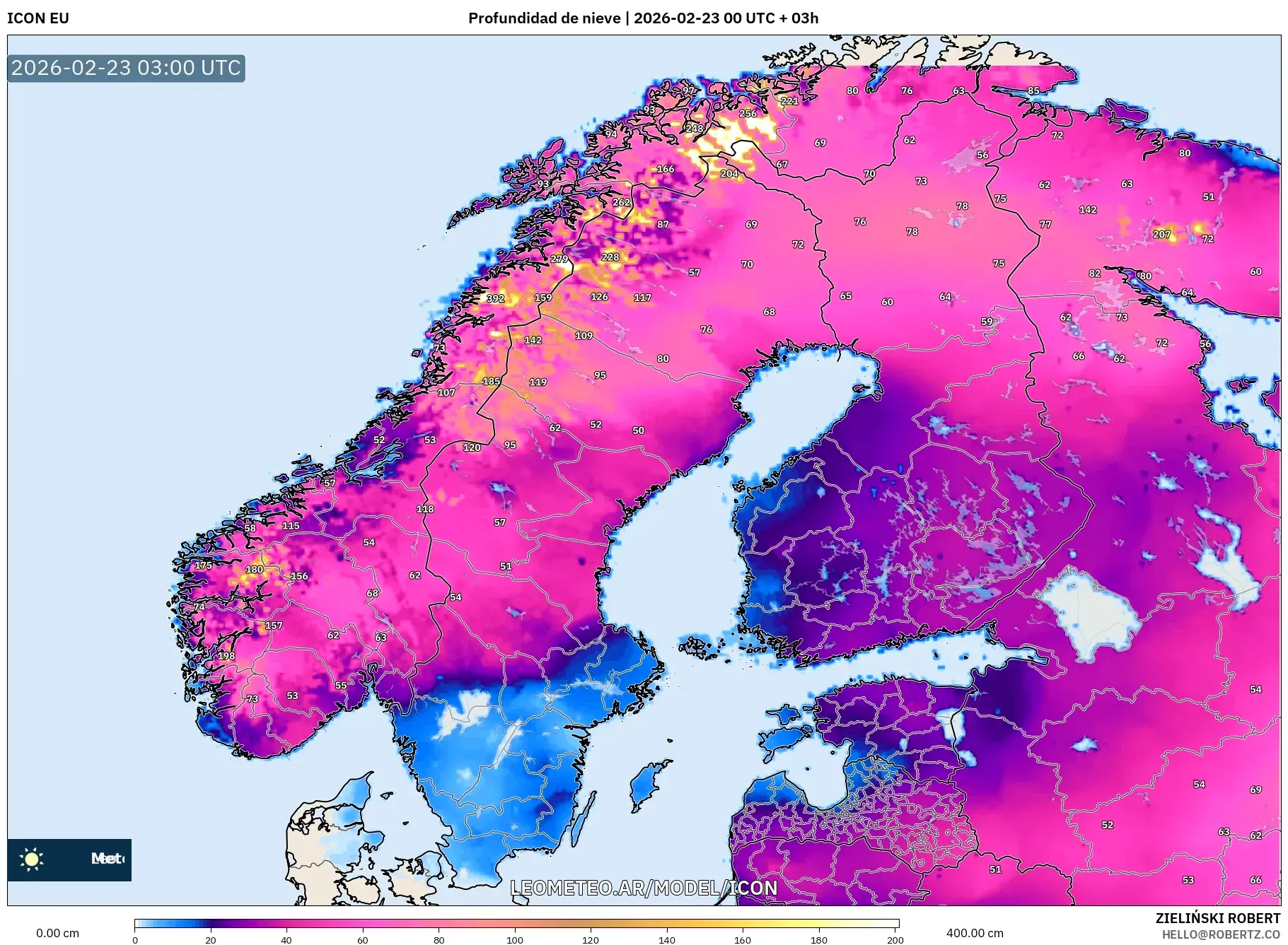 ICON model - Skandynawia, Pokrywa śnieżna
